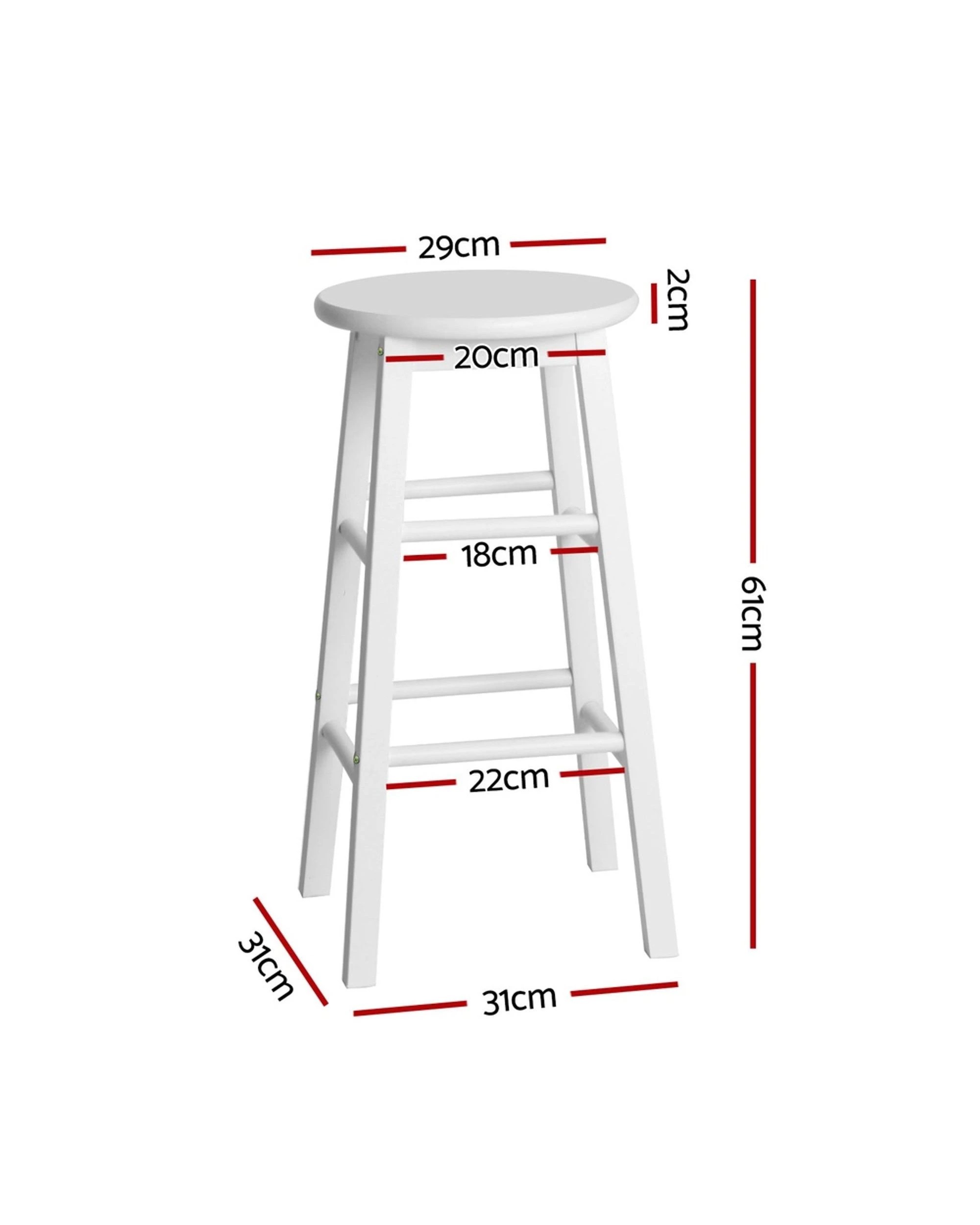 2 Artiss 4x Bar Stools Round Chairs Wooden - White, 2 of 5