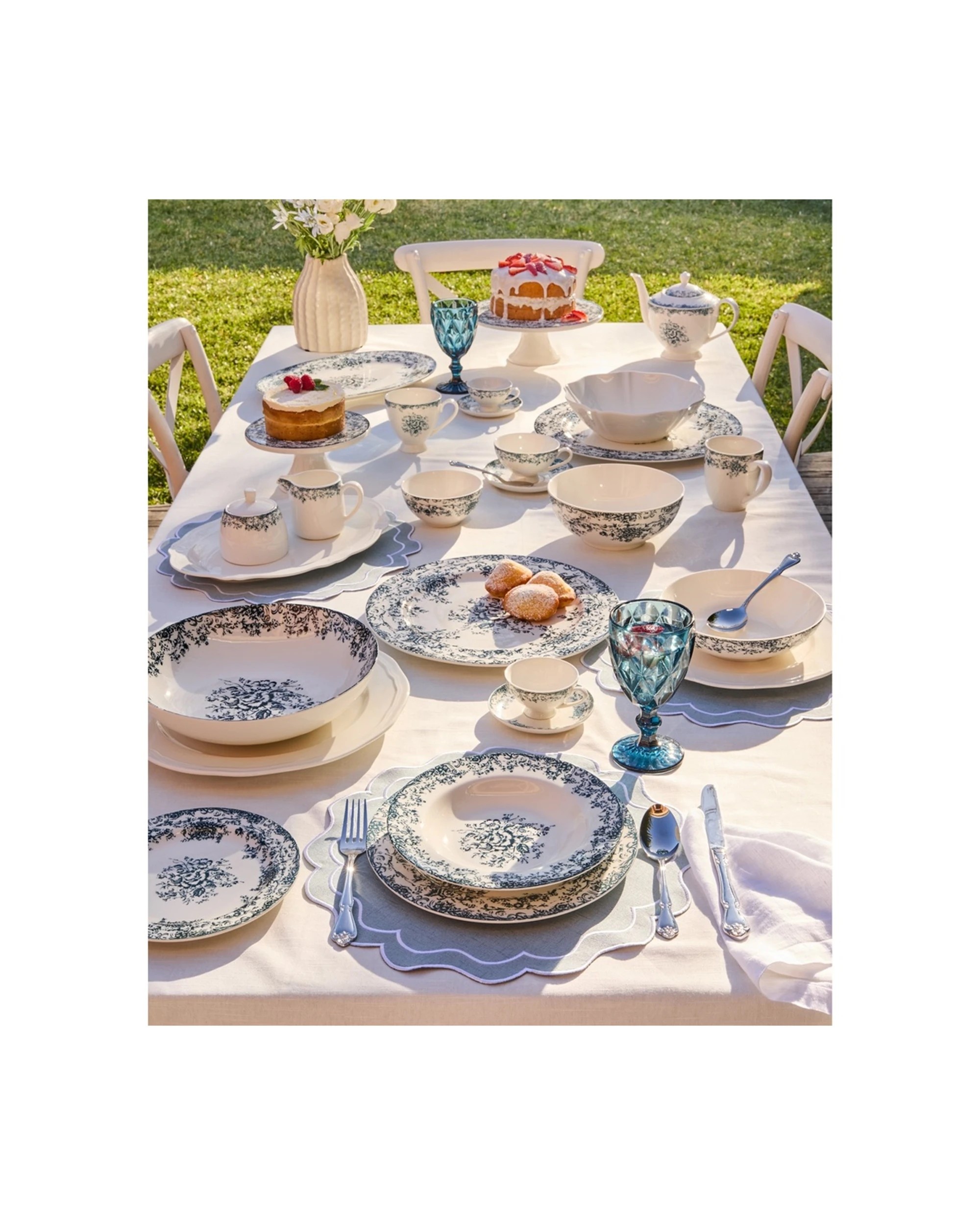 3 Casa Domani Rosetta Rim Side Plate Porcelain 20cm Dishwasher Safe - Blue, 3 of 3