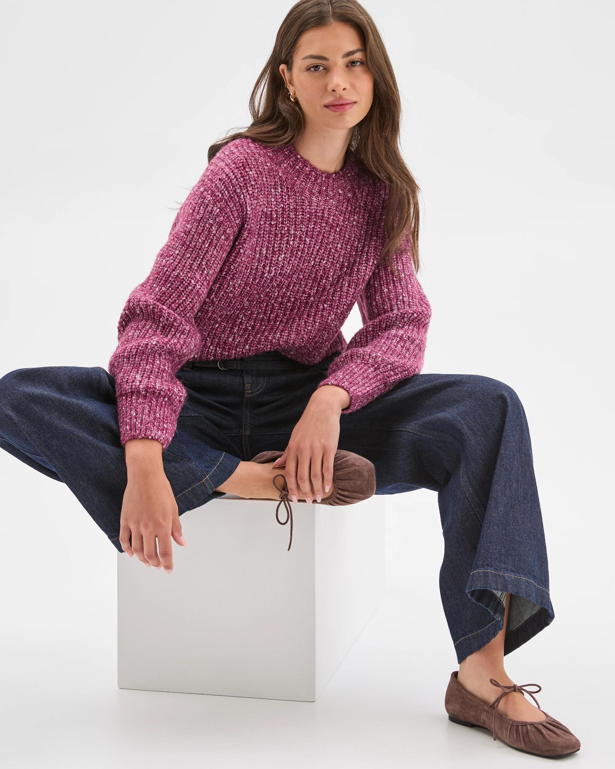 1 Target Petites Twist Yarn High Neck Jumper PLUM TWIST, 1 of 7