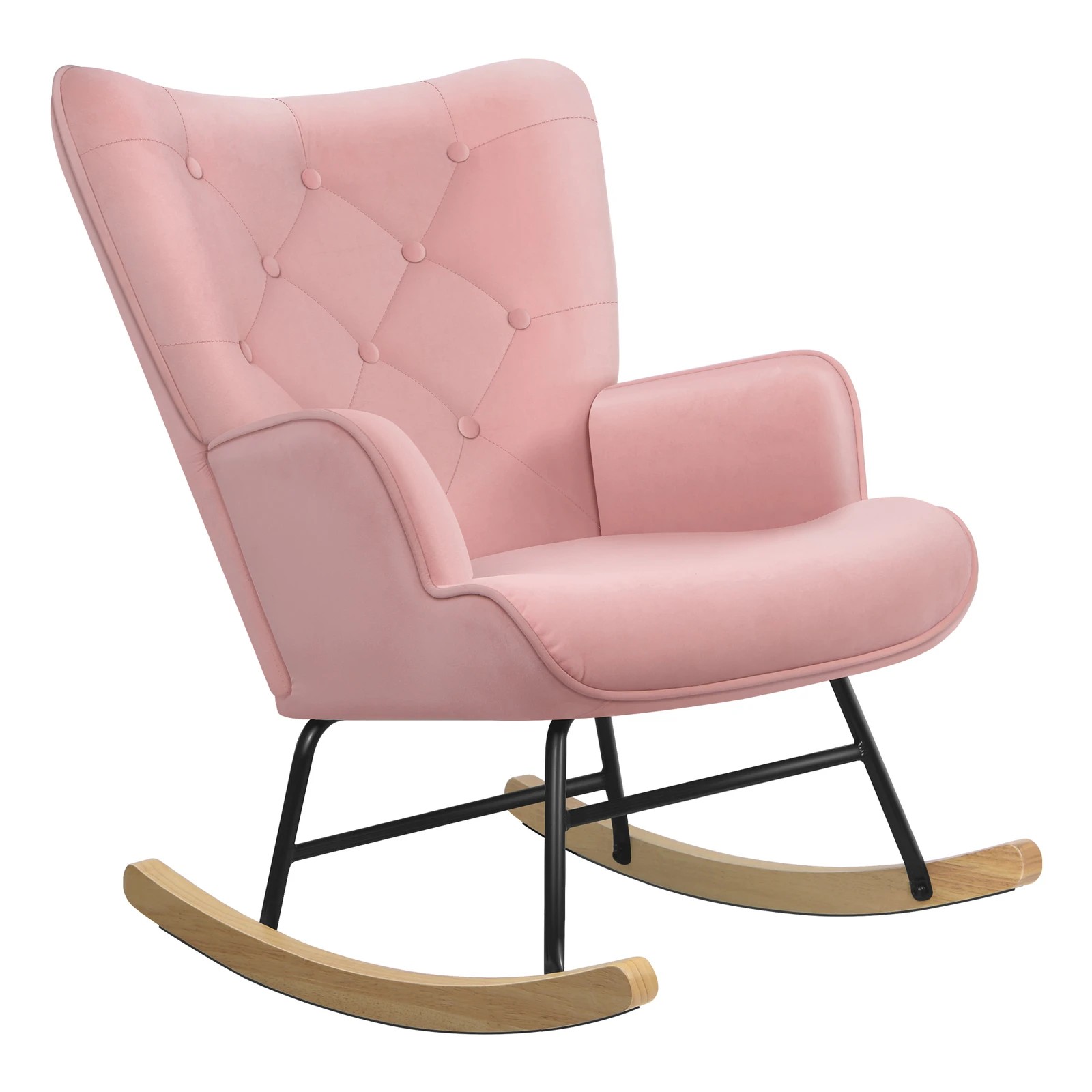 1 Alfordson Rocking Chair Armchair Accent Feeding Chair Lounge Tufted Sofa - Pink, 1 of 10