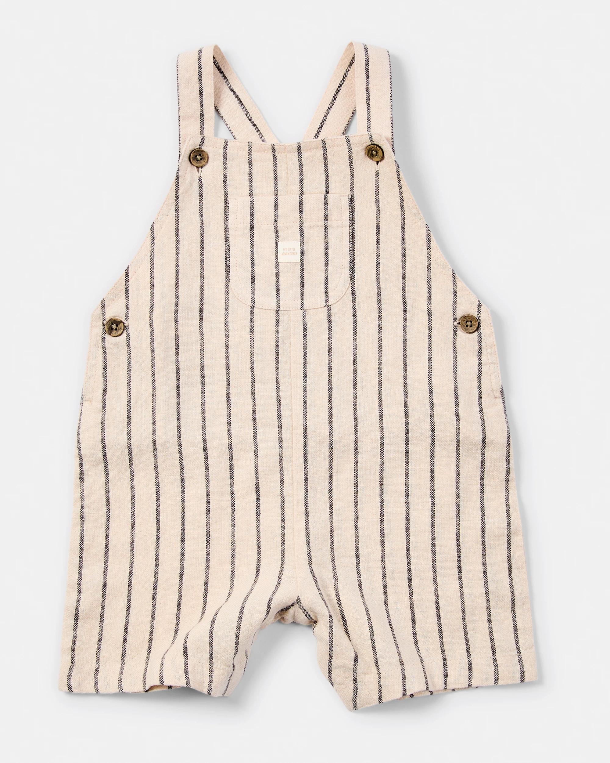 3 Short Sleeve Dungaree Set Blk Strp, 3 of 6