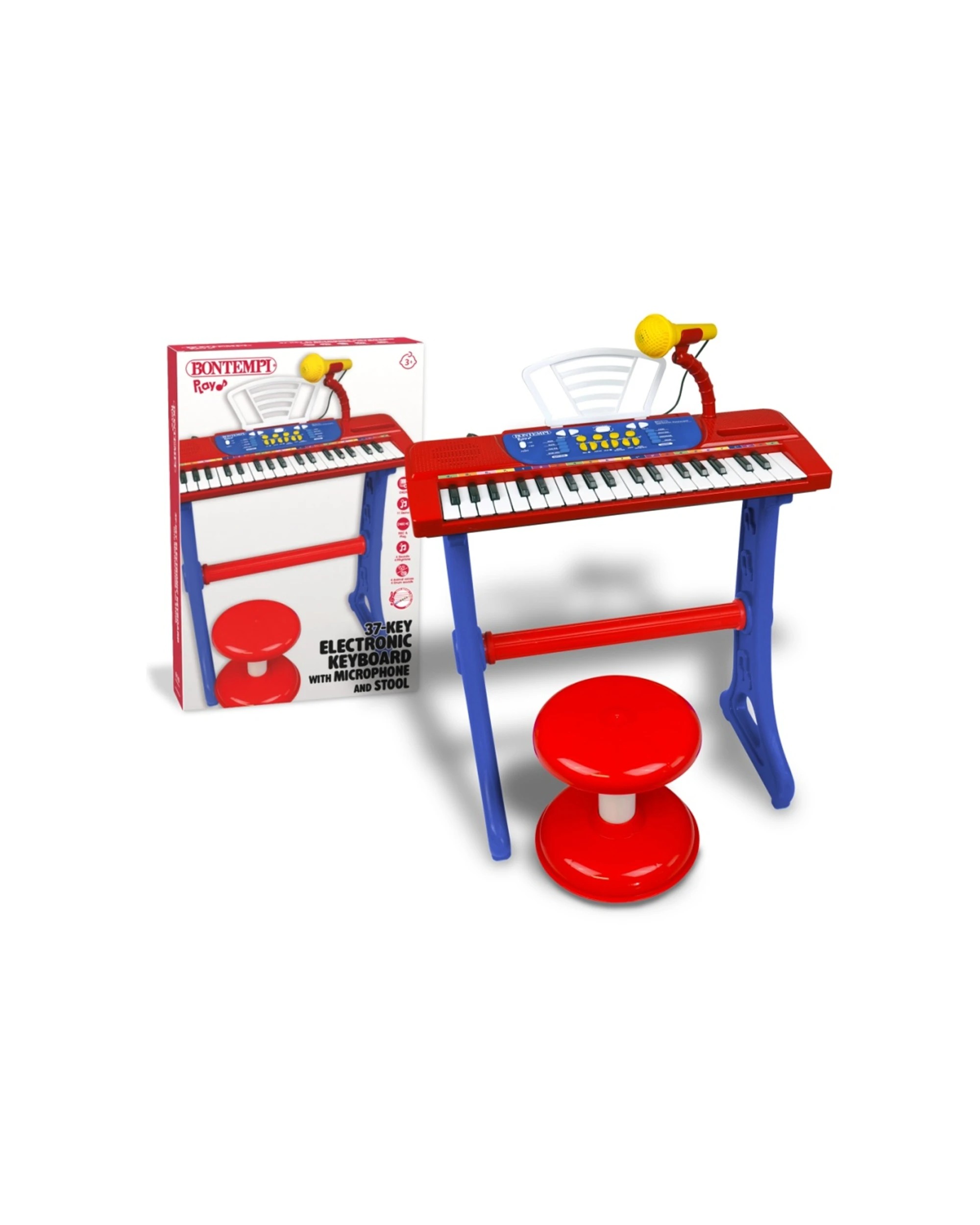 2 Bontempi Electronic Keyboard 37-Key With Microphone Legs And Stool - Multi, 2 of 3