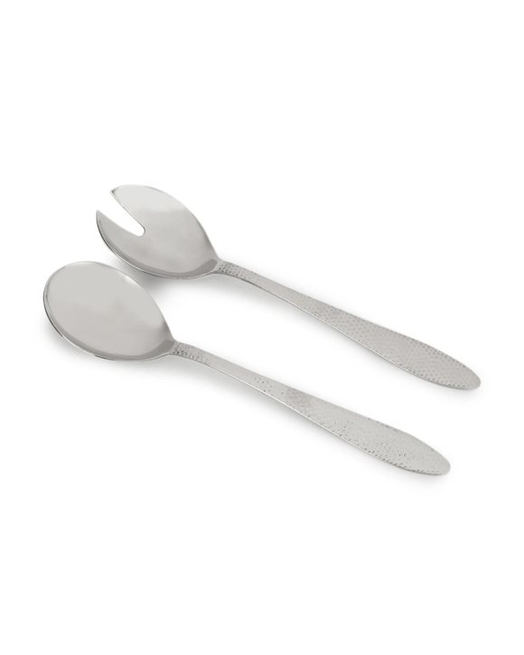 2 Pack Silver Hammered Salad Servers