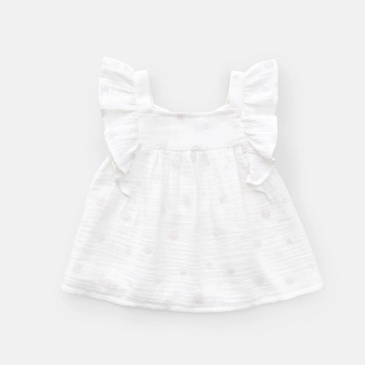 1 Woven Top Whte Flrl, 1 of 3