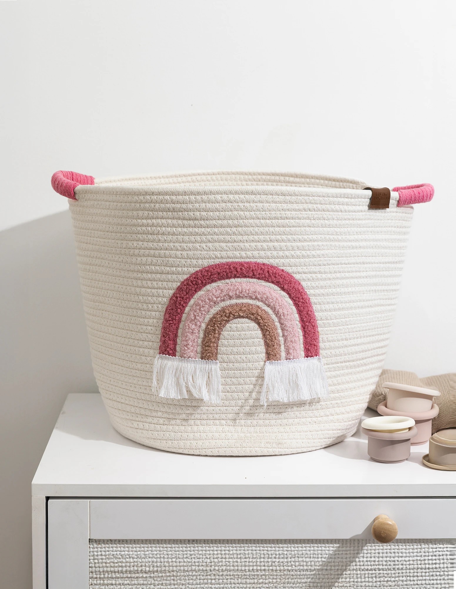 2 Living Textiles - Embroidered Cotton Rope Hamper - Rainbow - Assorted, 2 of 4