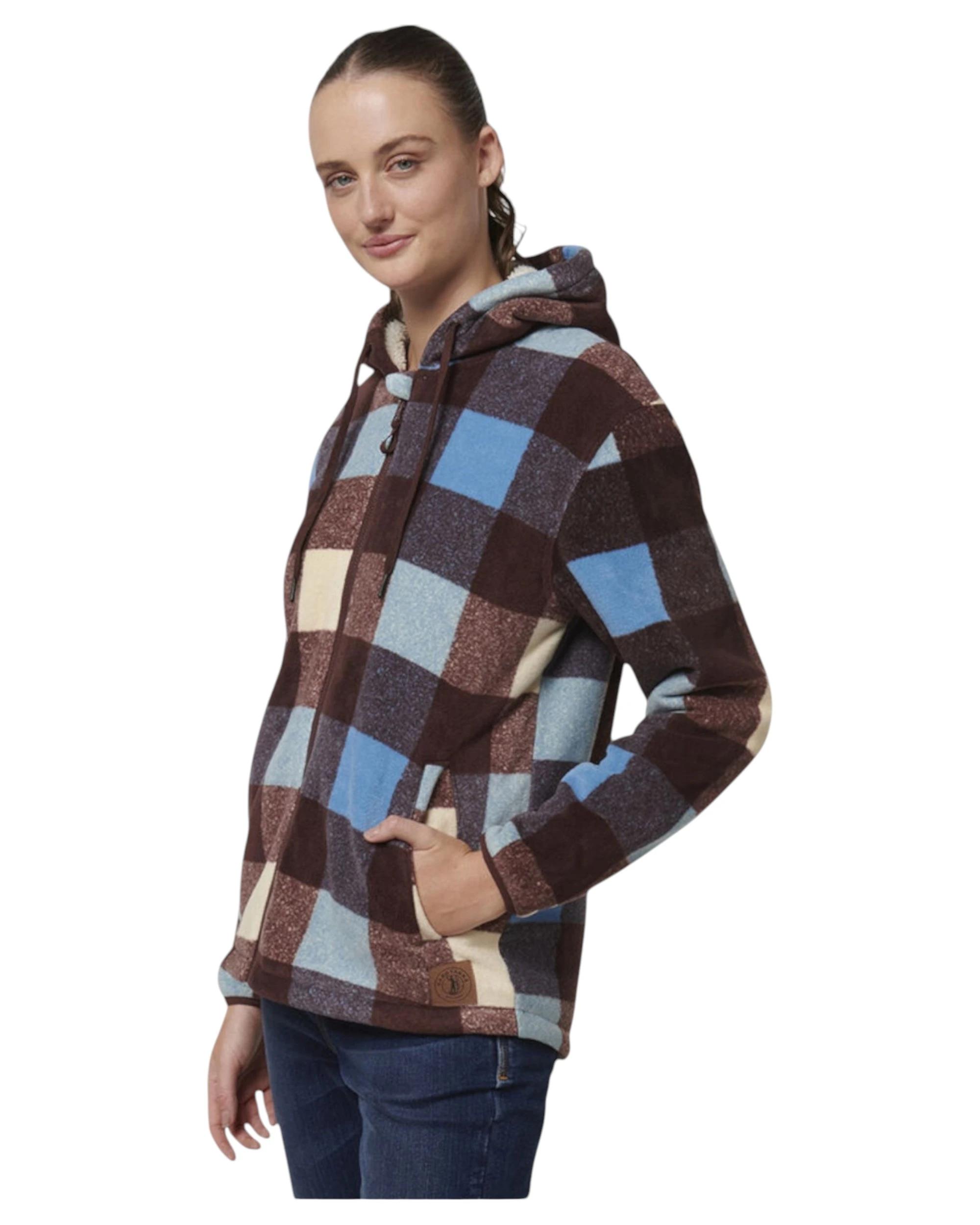 5 Hard Yakka Womens Check Zoodie Fleece Zip Up Hoodie Mocha MOCHA, 5 of 10