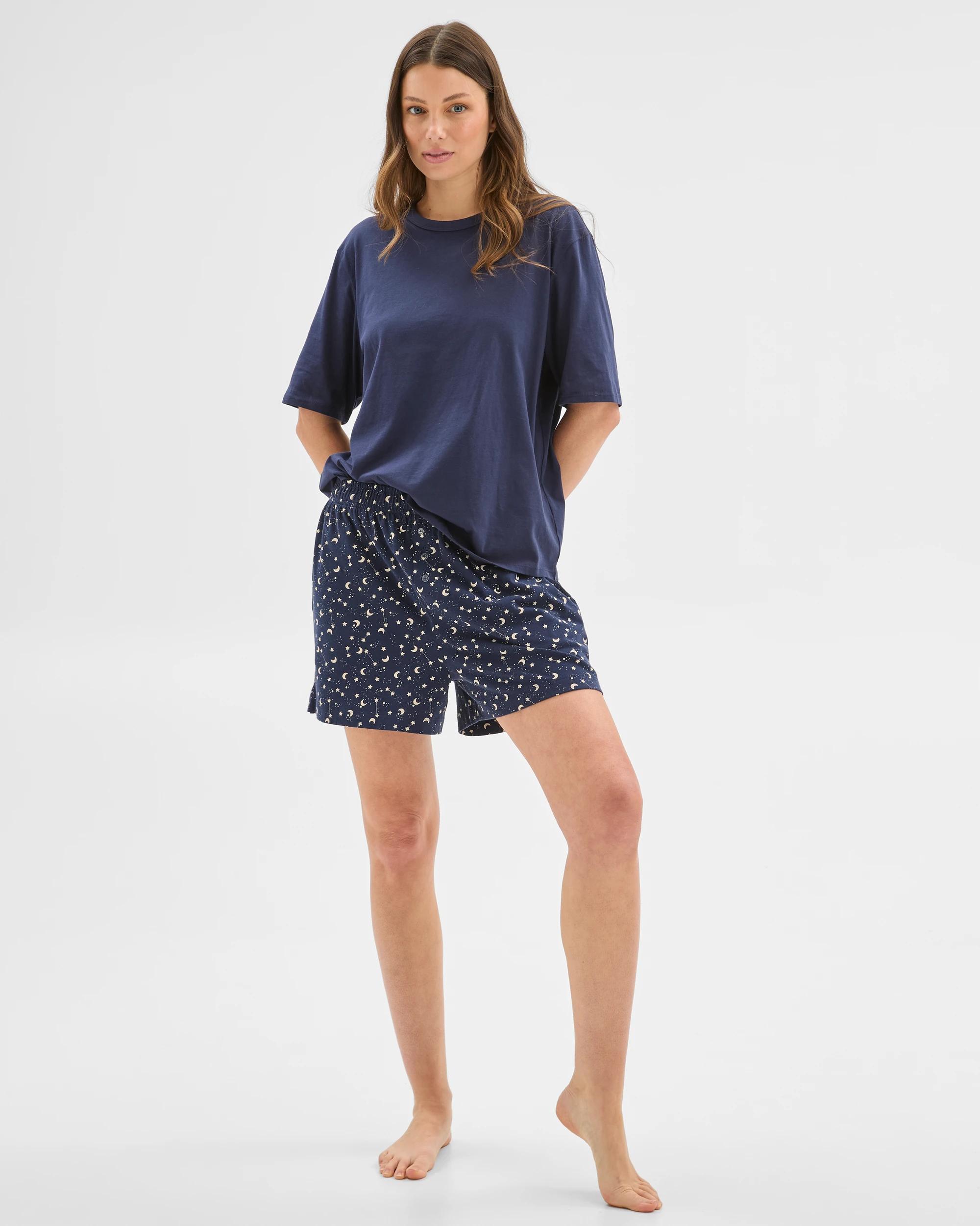 1 Target Australian Cotton Jersey Sleep Boxer Shorts STARS NAVY BLUE, 1 of 5