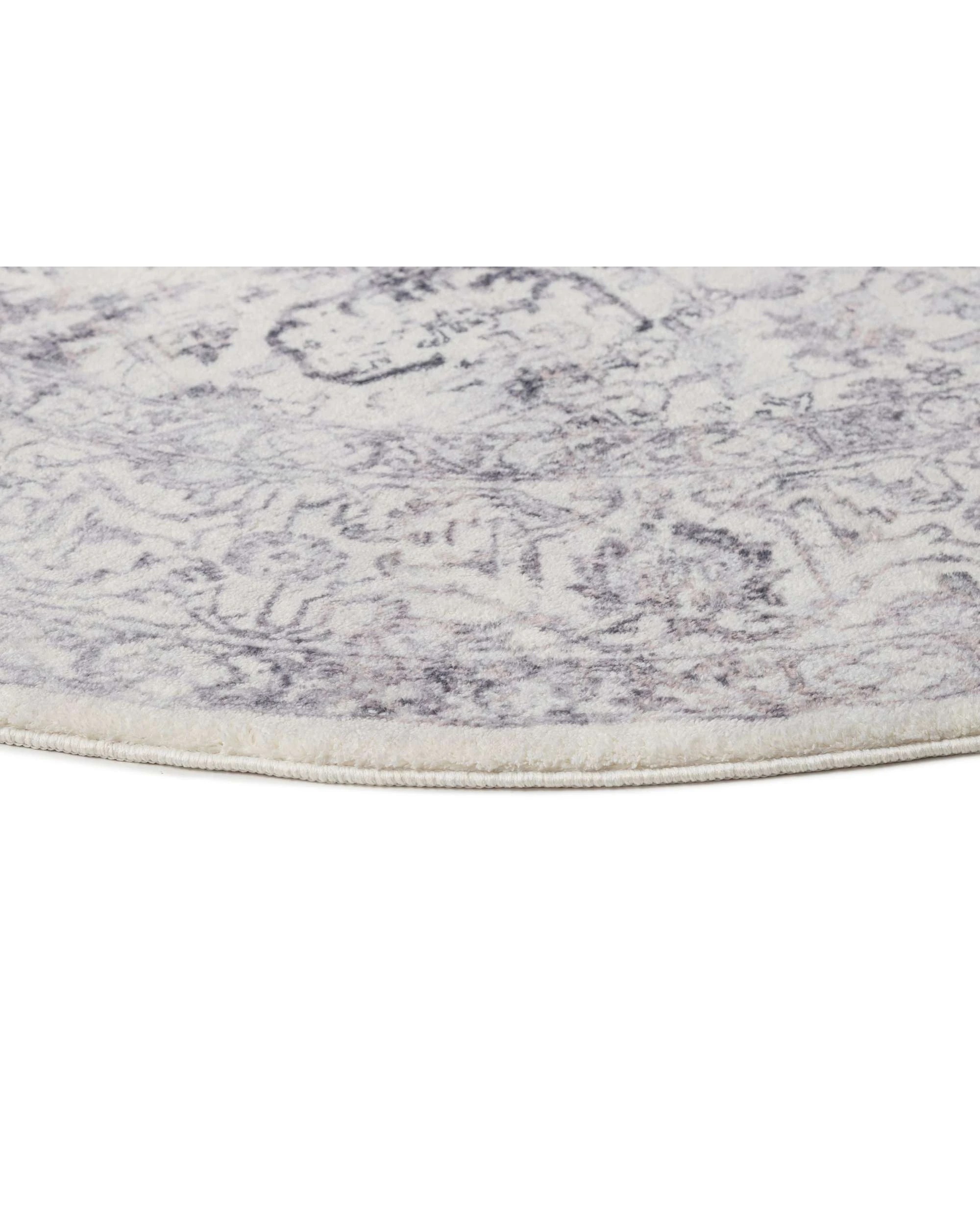 3 Loopsie Sakalar Floral Medallion Washable Round Rug-120cm x 120cm - Grey, 3 of 5