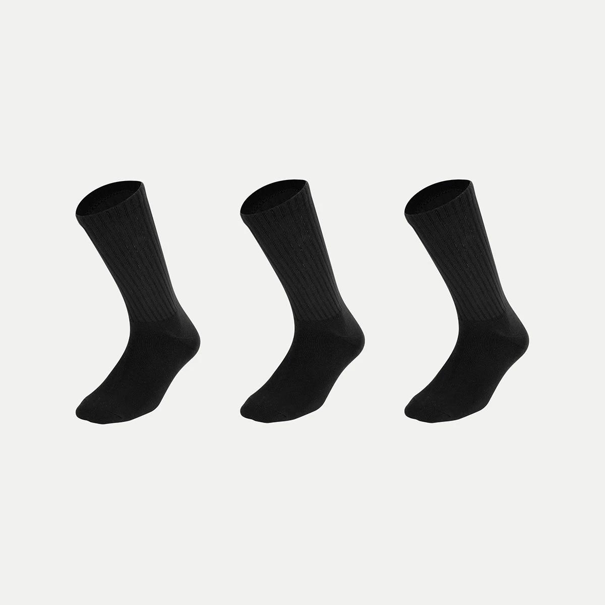 1 3 Pack Bamboo Rib Crew Socks BLACK, 1 of 3