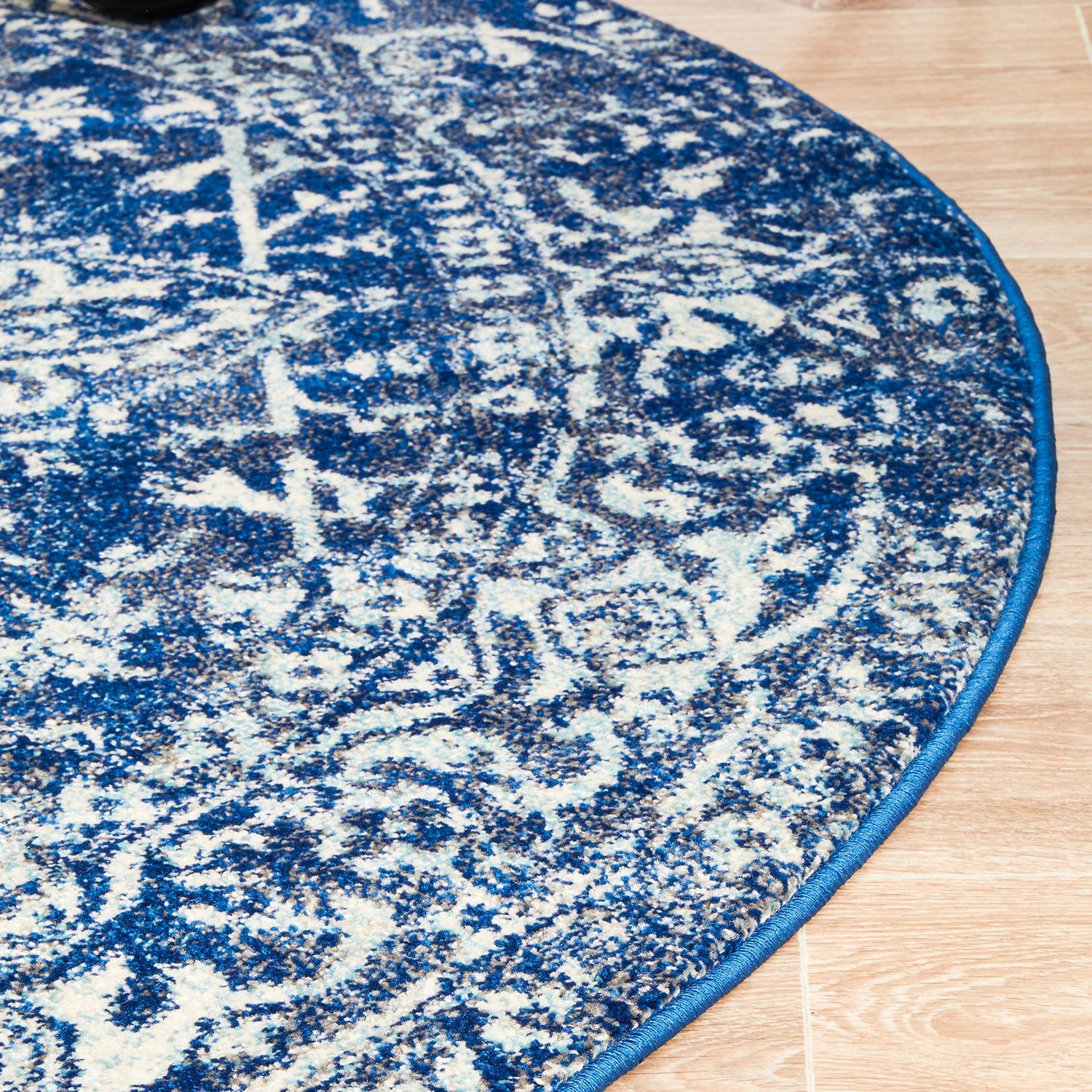 6 Common Ground Rugs Encore 253 150x150cm Round - Small Pet Friendly Rug - Blue, 6 of 7
