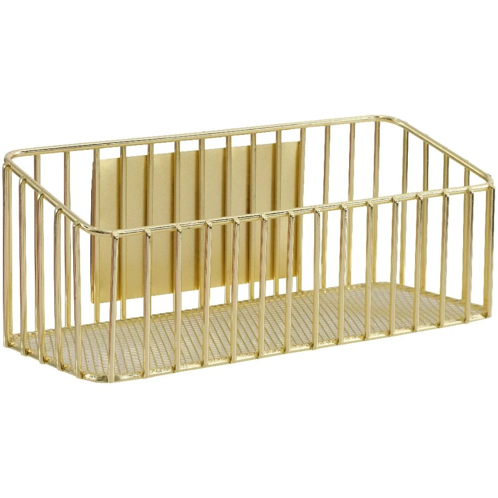 3 Otto Wide Magnetic Storage Basket Gold Wire, 3 of 4