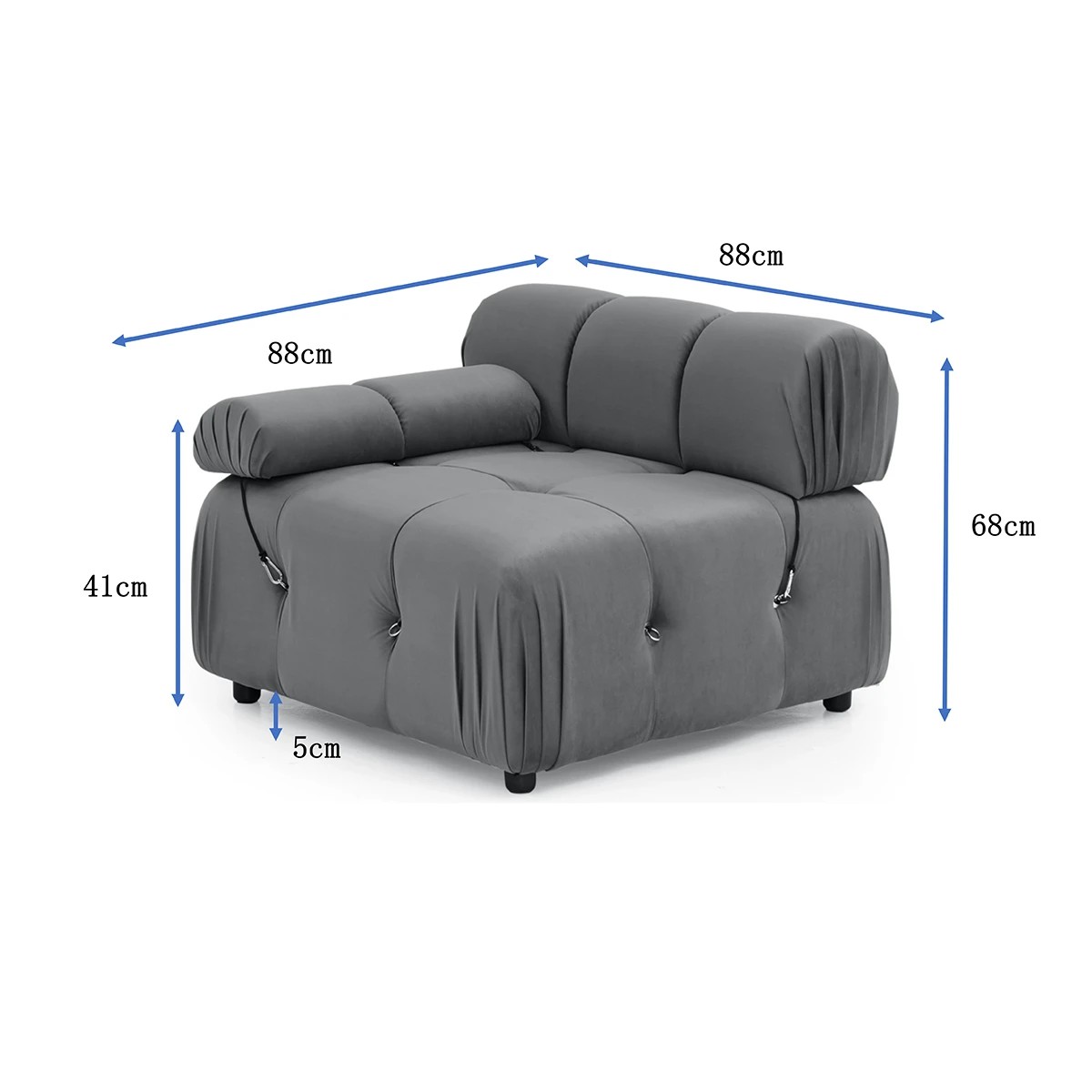 5 Foret 1 Pc Arm Seat Modular Tufted Velvet Sofa Lounge Couch Furniture Home Green, 5 of 9