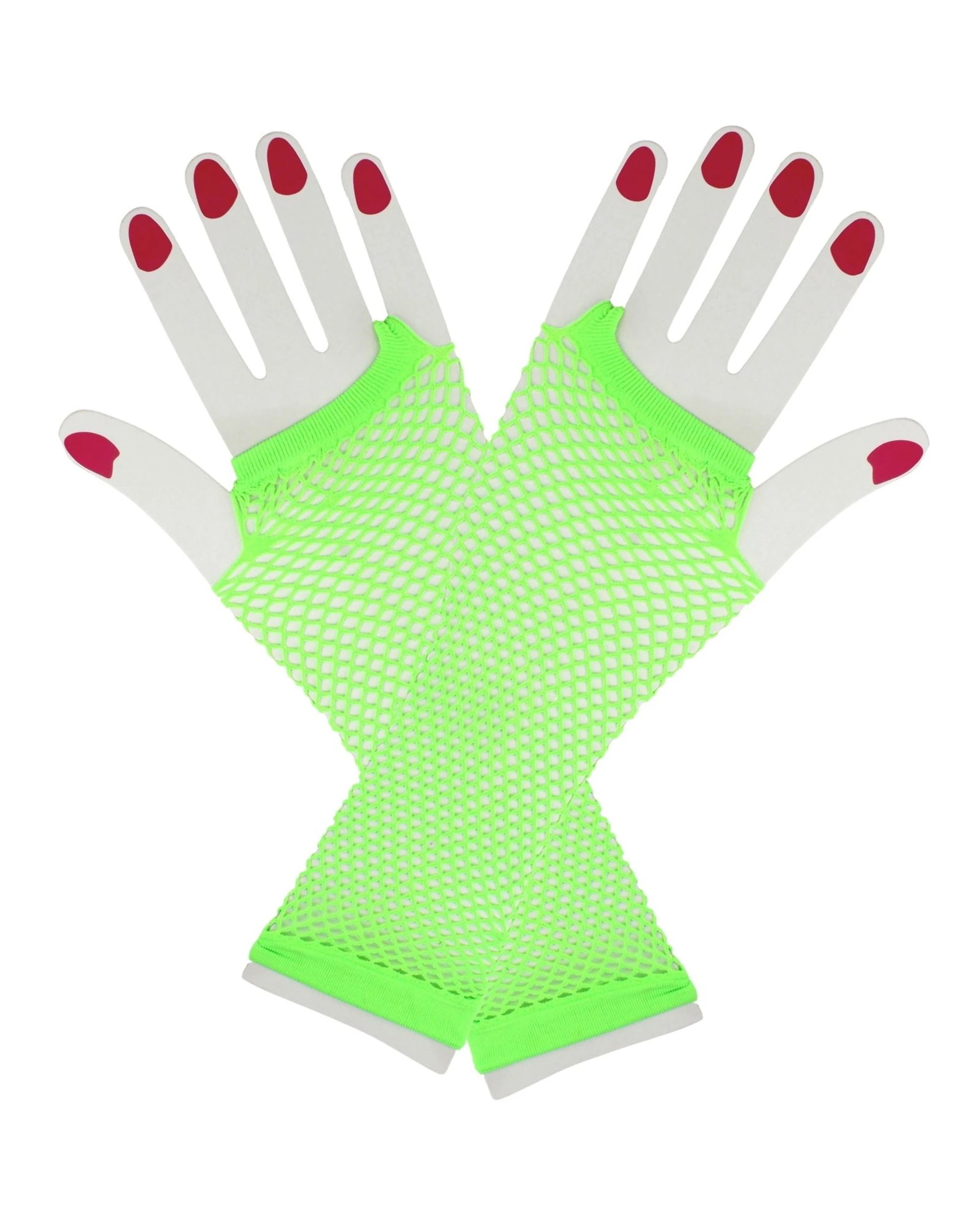 1 Partyrama Neon Fingerless Fishnet Gloves - Green, 1 of 1
