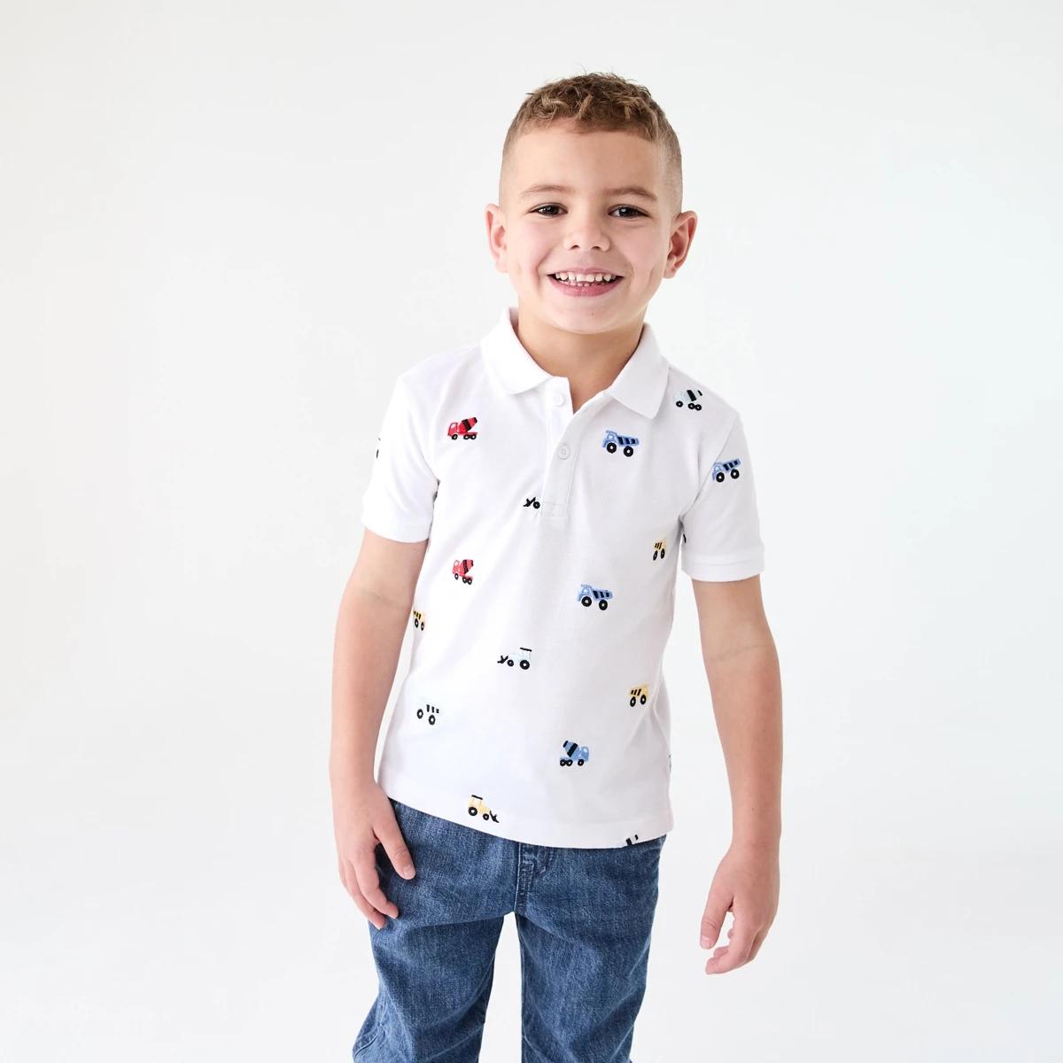 1 Embroidery Polo T-shirt SIMPLE MINI DIGGER WHITE, 1 of 6