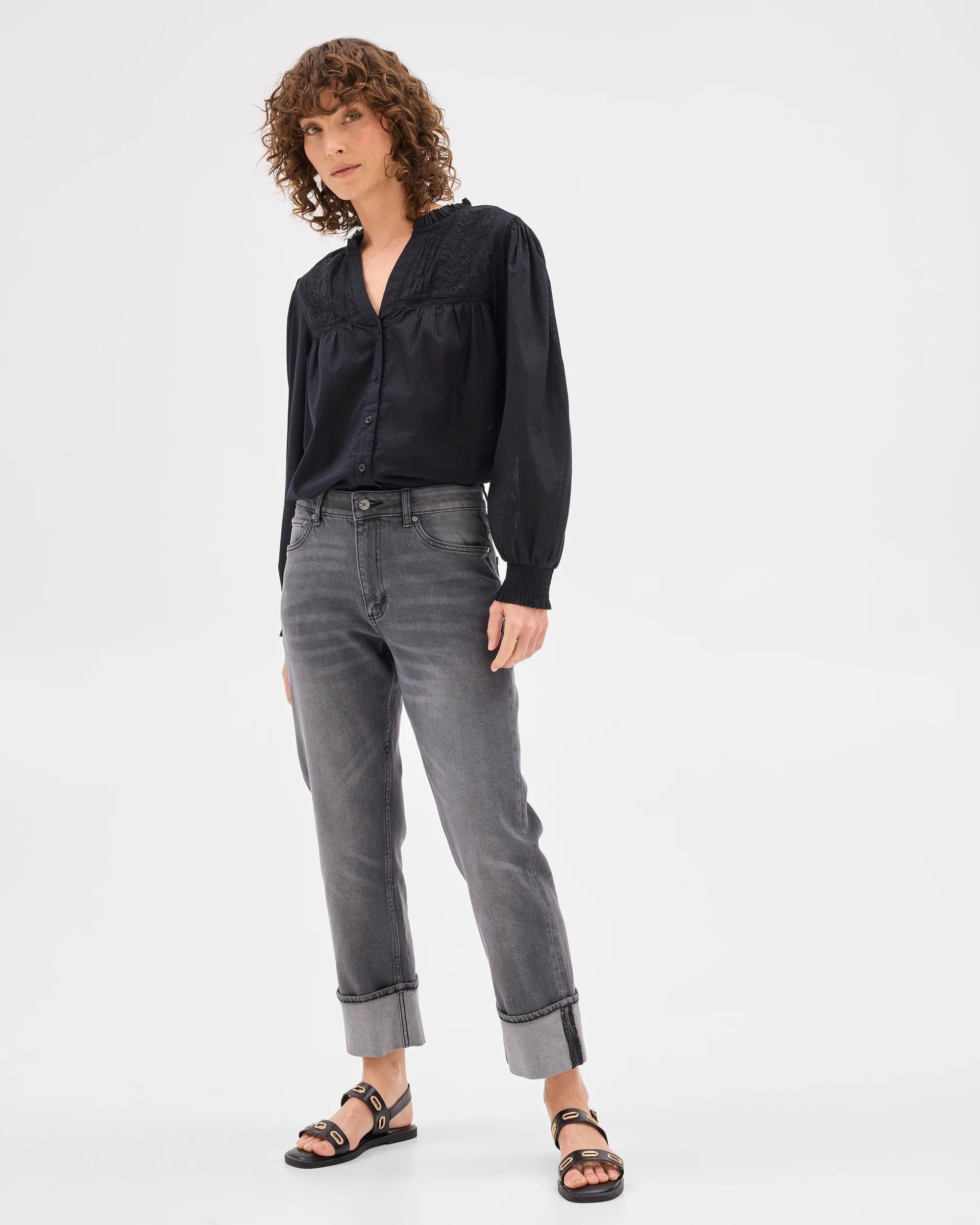 6 Target Long Sleeve Broderie Blouse BLACK STRIPE, 6 of 6