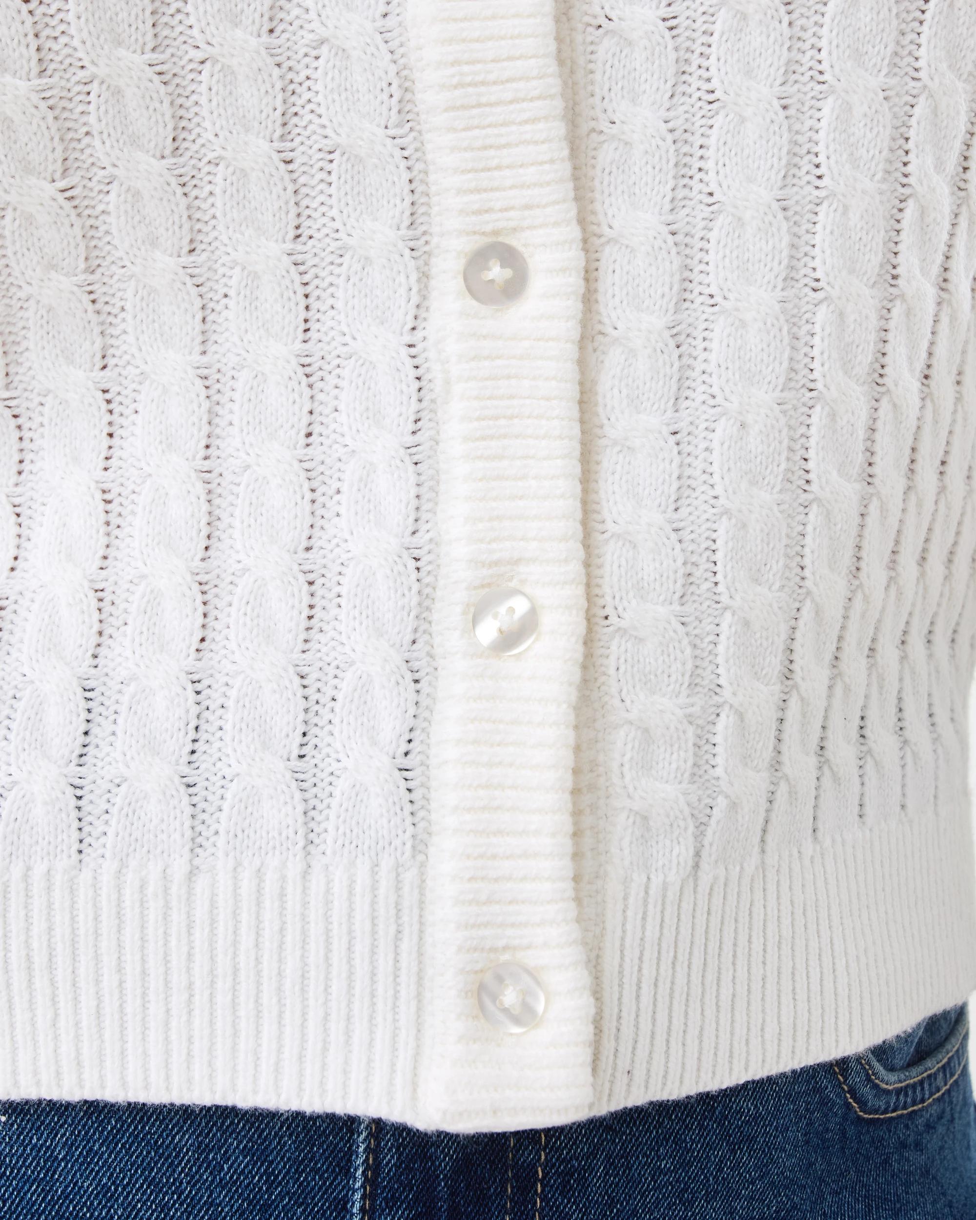 6 Long Sleeve Lightweight Cable Cardigan Cld White, 6 of 7