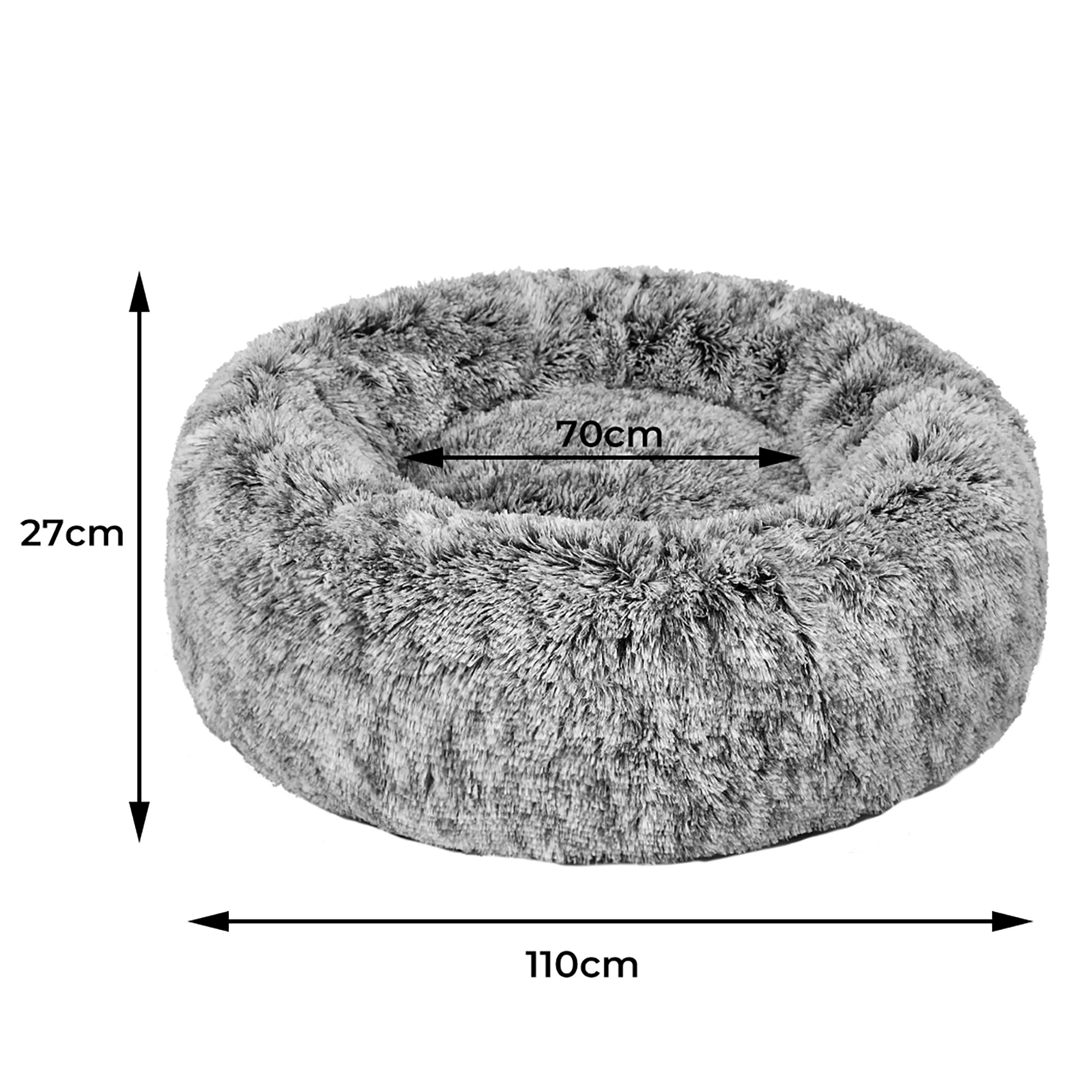 3 Pawz Pet Bed Cat Dog Donut Nest Calming Mat Soft Plush Kennel Charcoal Size XL, 3 of 7