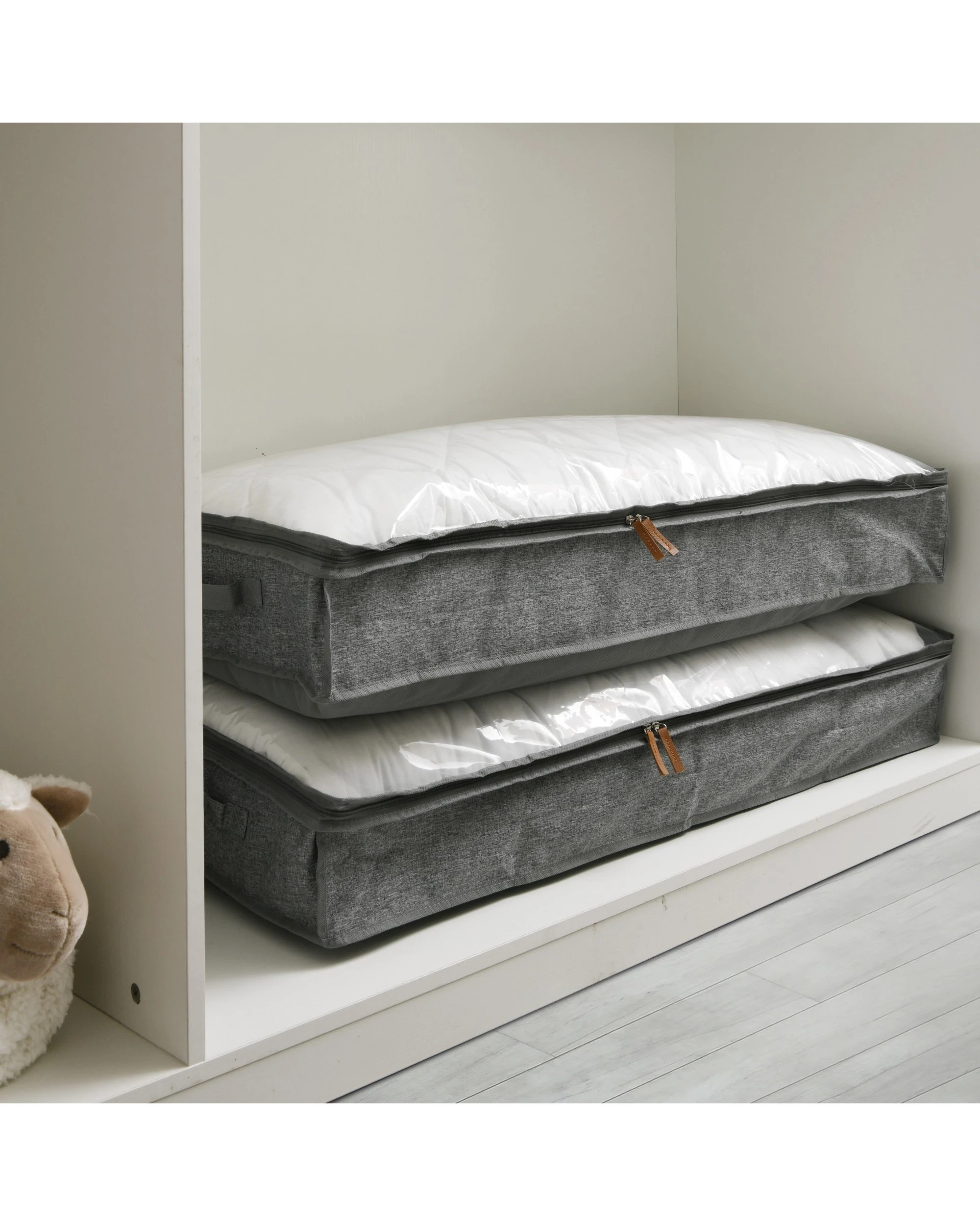 3 Takara Kicho Fabric Collapsible Underbed Storage Case Set of 3 - Grey, 3 of 6