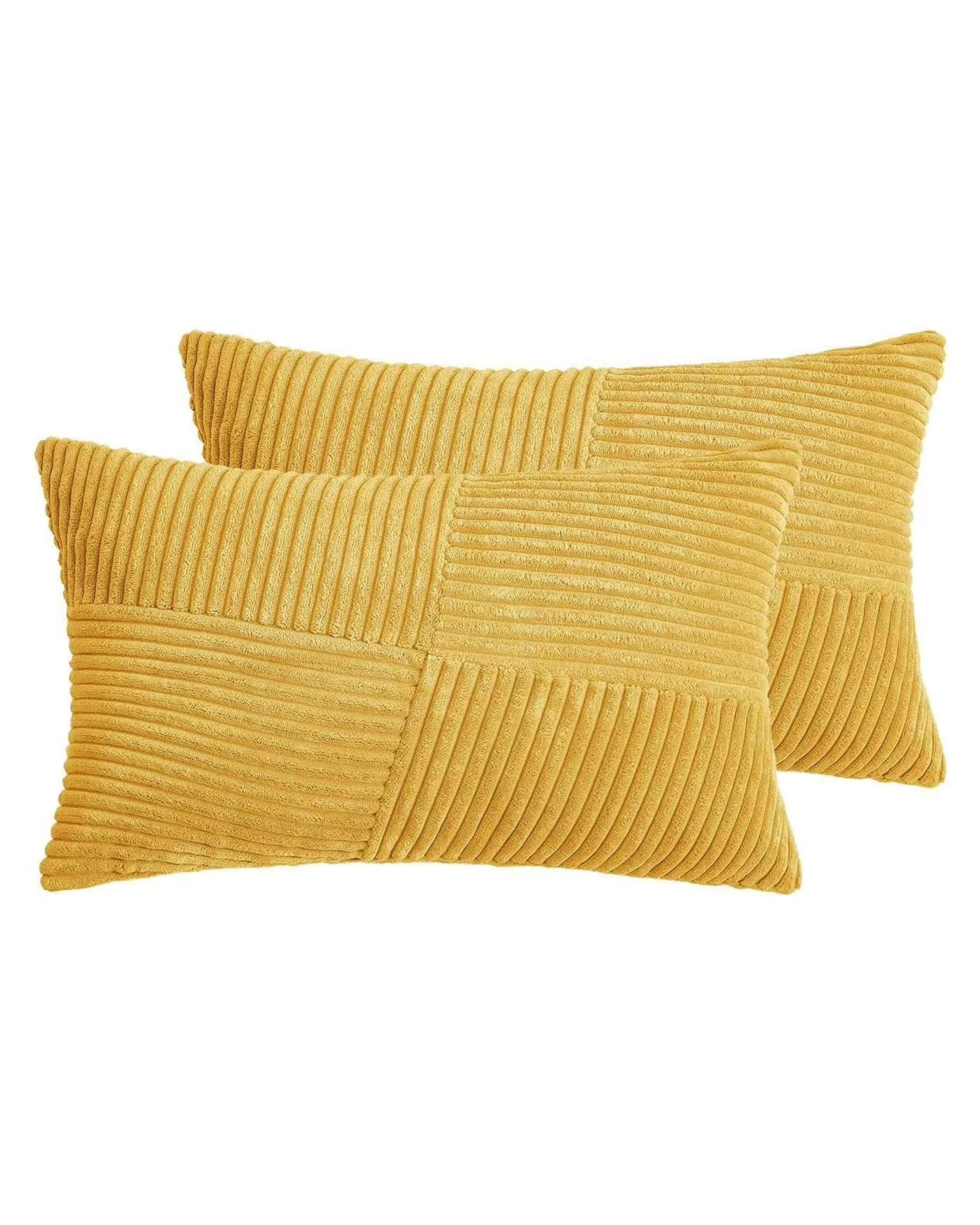 2 Gioia Casa 2-Pack Corduroy Windmill Inspired Cushion Covers 30x50cm - Yellow, 2 of 2