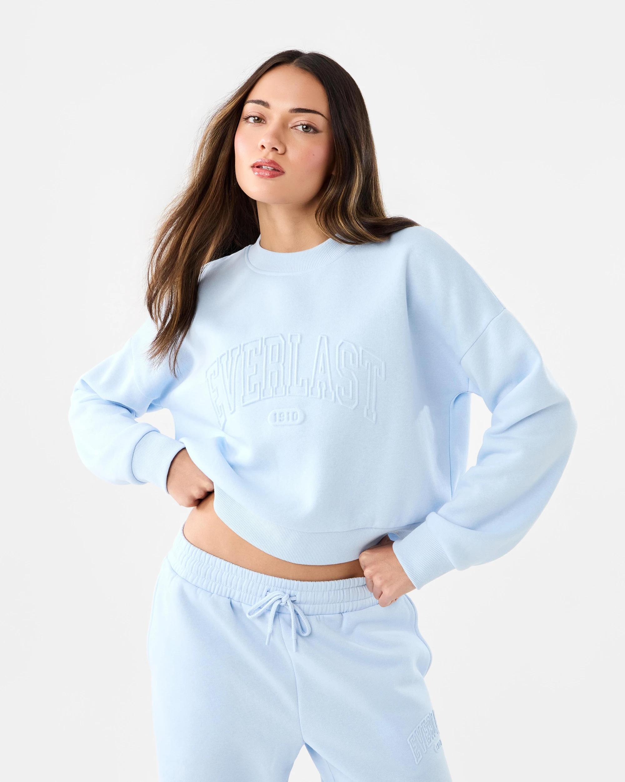 1 Everlast Womens Heritage Oversize Crew Neck Sweatshirt Powder Blu, 1 of 9