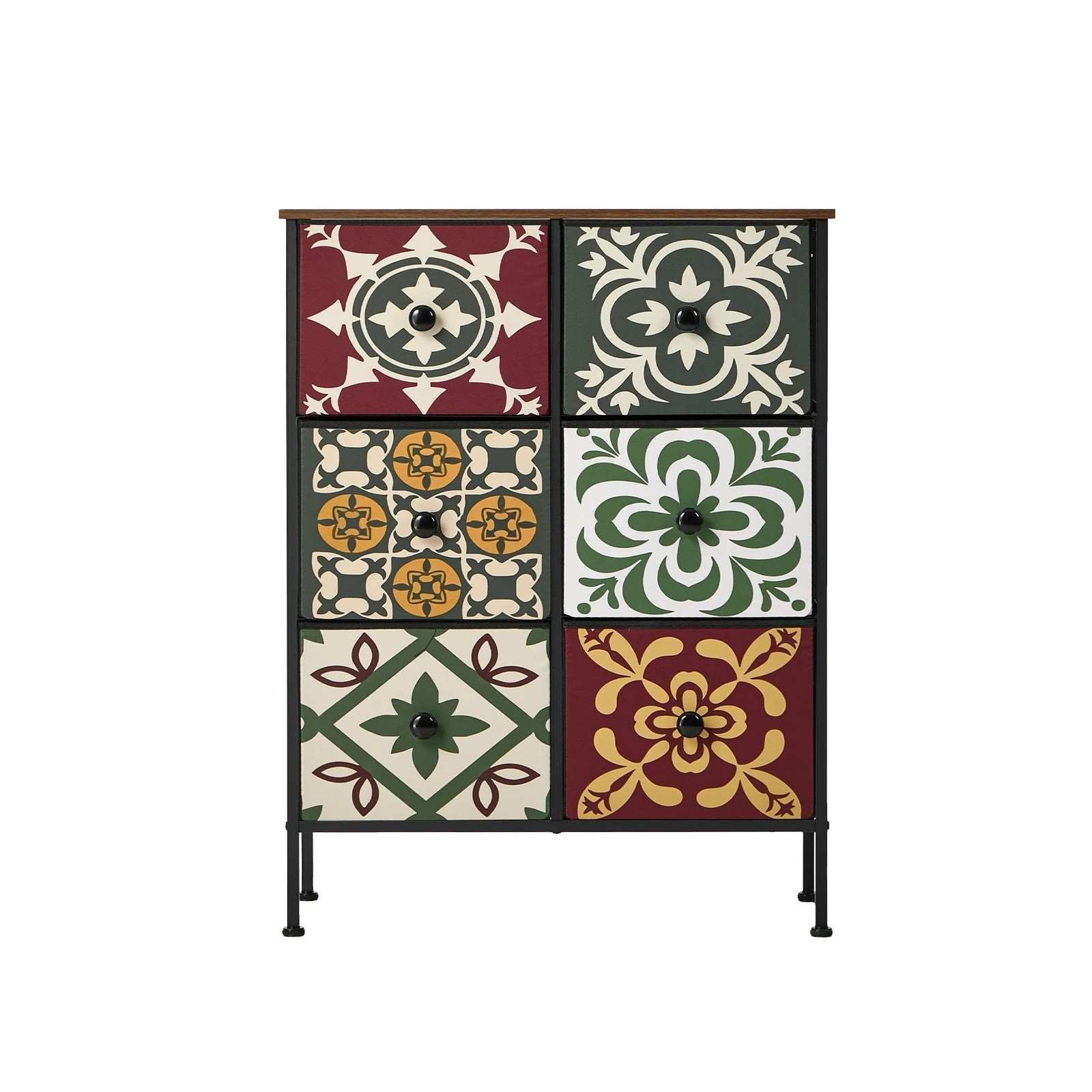 6 Oikiture 6 Chest Of Drawers Retro Tallboy Dresser Multi-Storage Foldable Fabric - Multi, 6 of 6