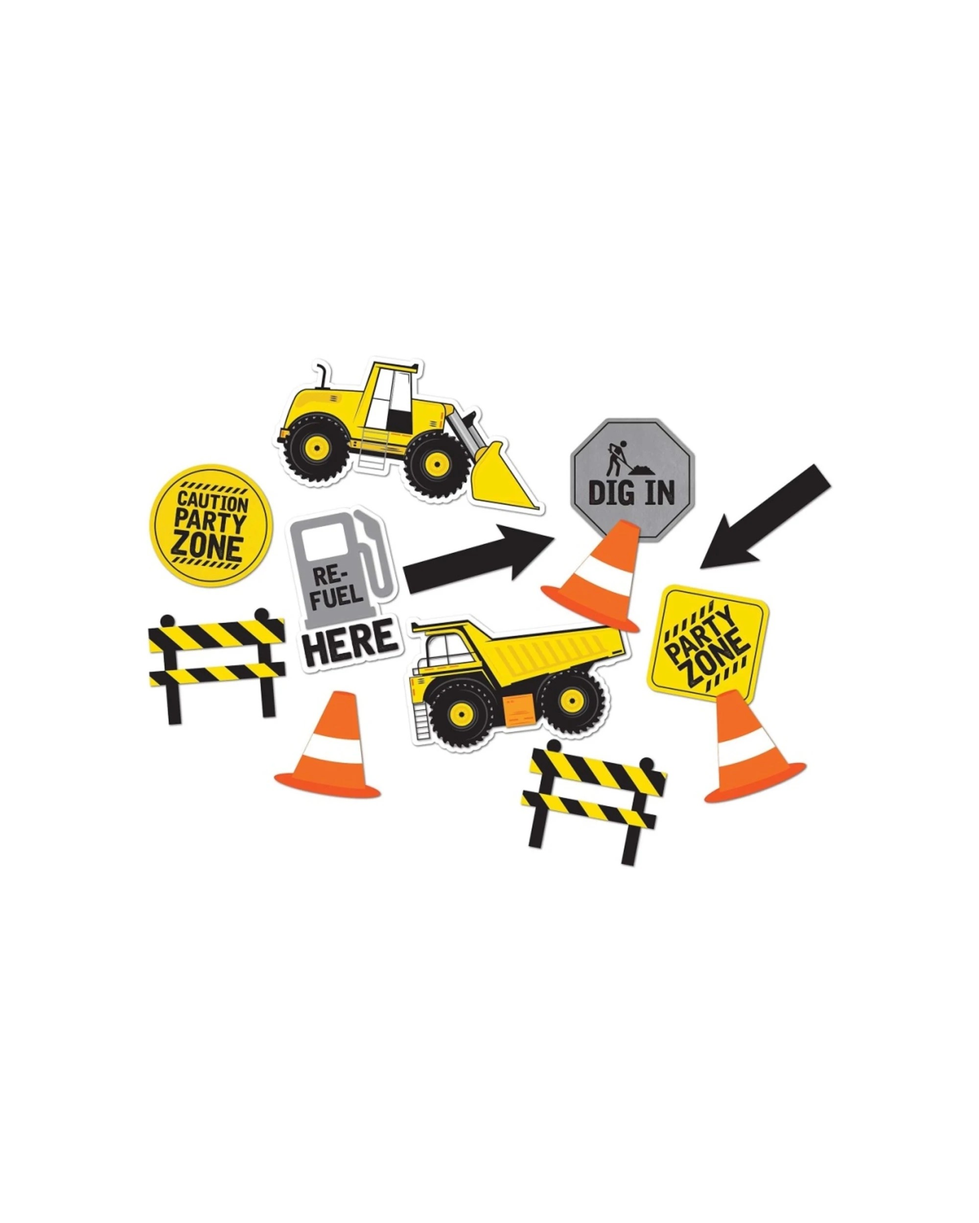 1 Anagram 13pc Construction Themed Cutouts Kids Birthday Party Decorations - Multi, 1 of 1