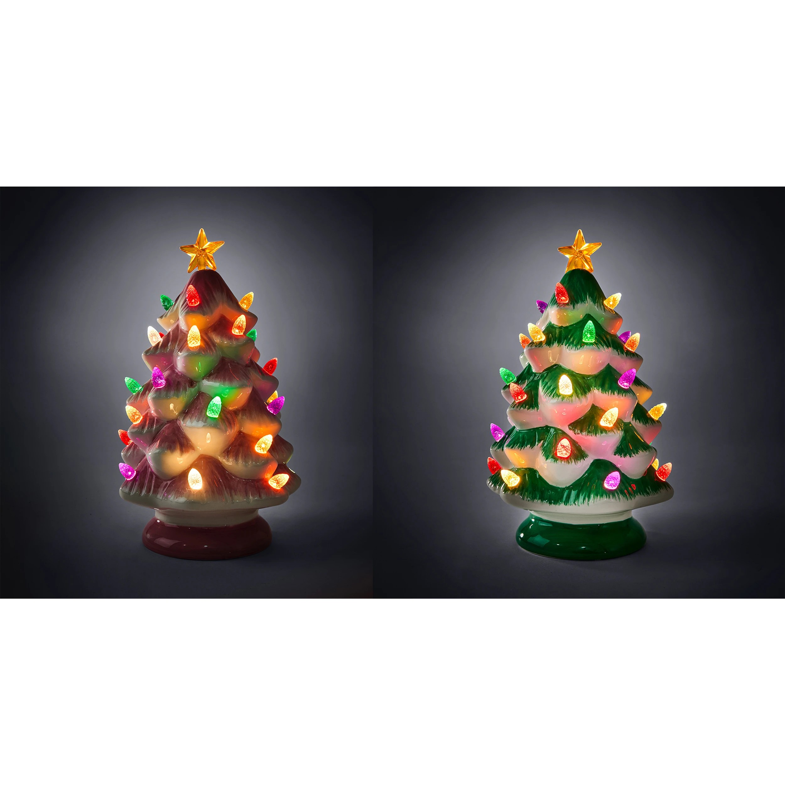 1 Battery Operated LED Light Up Ceramic Tree - Assorted, 1 of 9