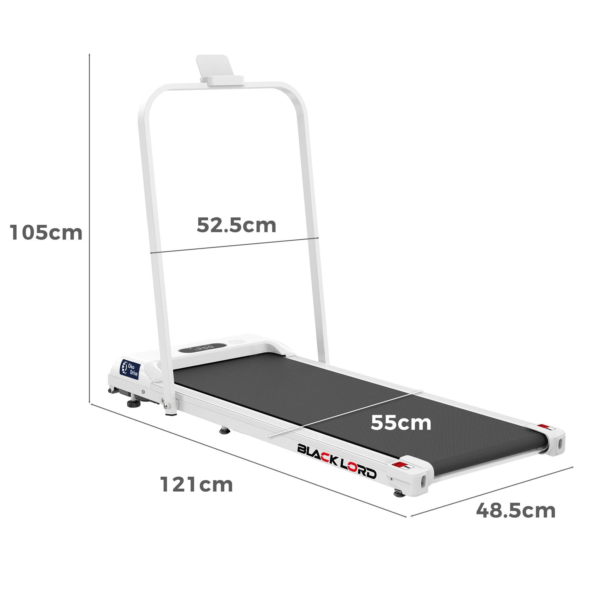 2 Black Lord Treadmill Electric Walking Pad Home Office Gym Fitness Foldable - White, 2 of 9