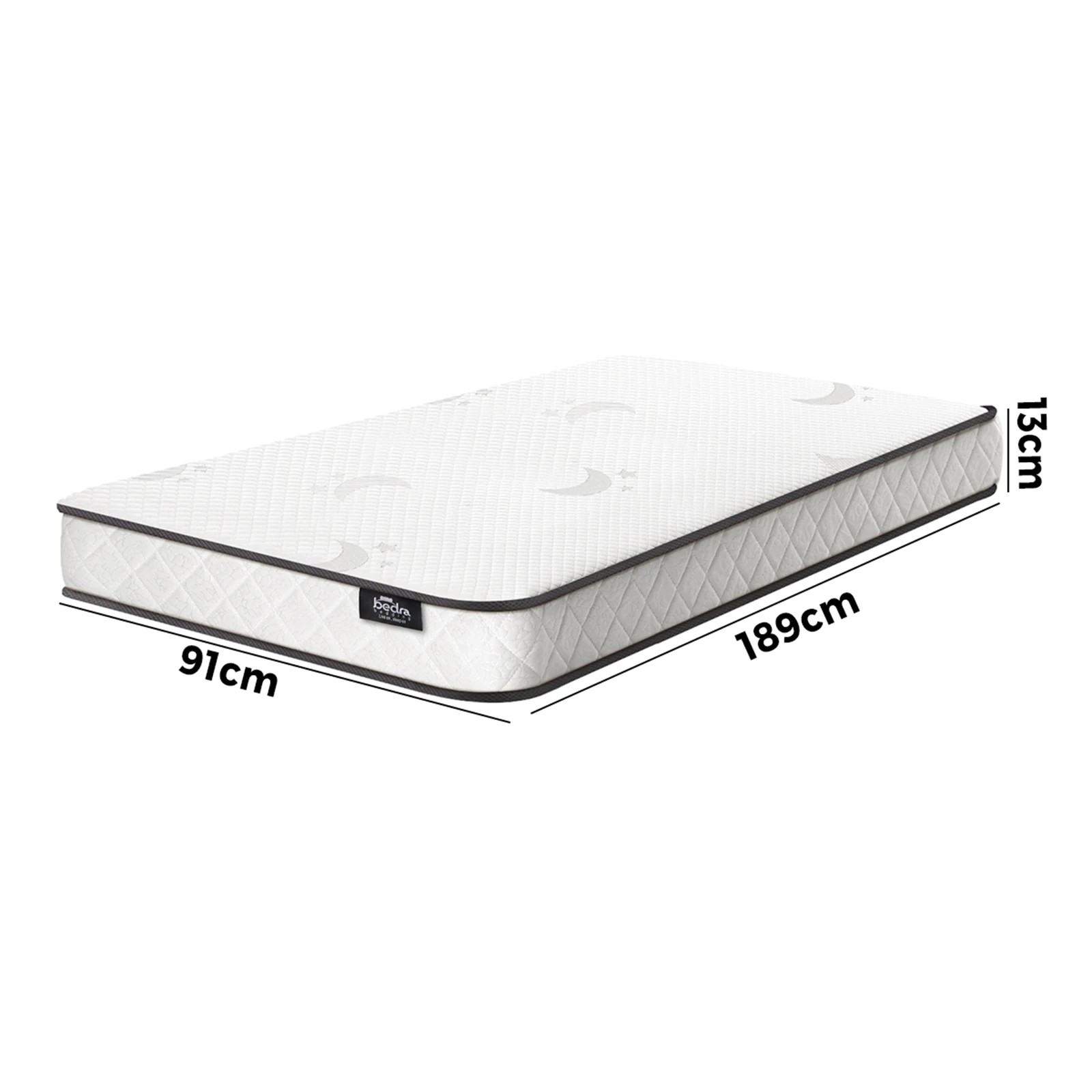 2 Bedra Bedding Single Mattress Tight Top Bed Bonnell Spring Foam 13cm
 - White, 2 of 10