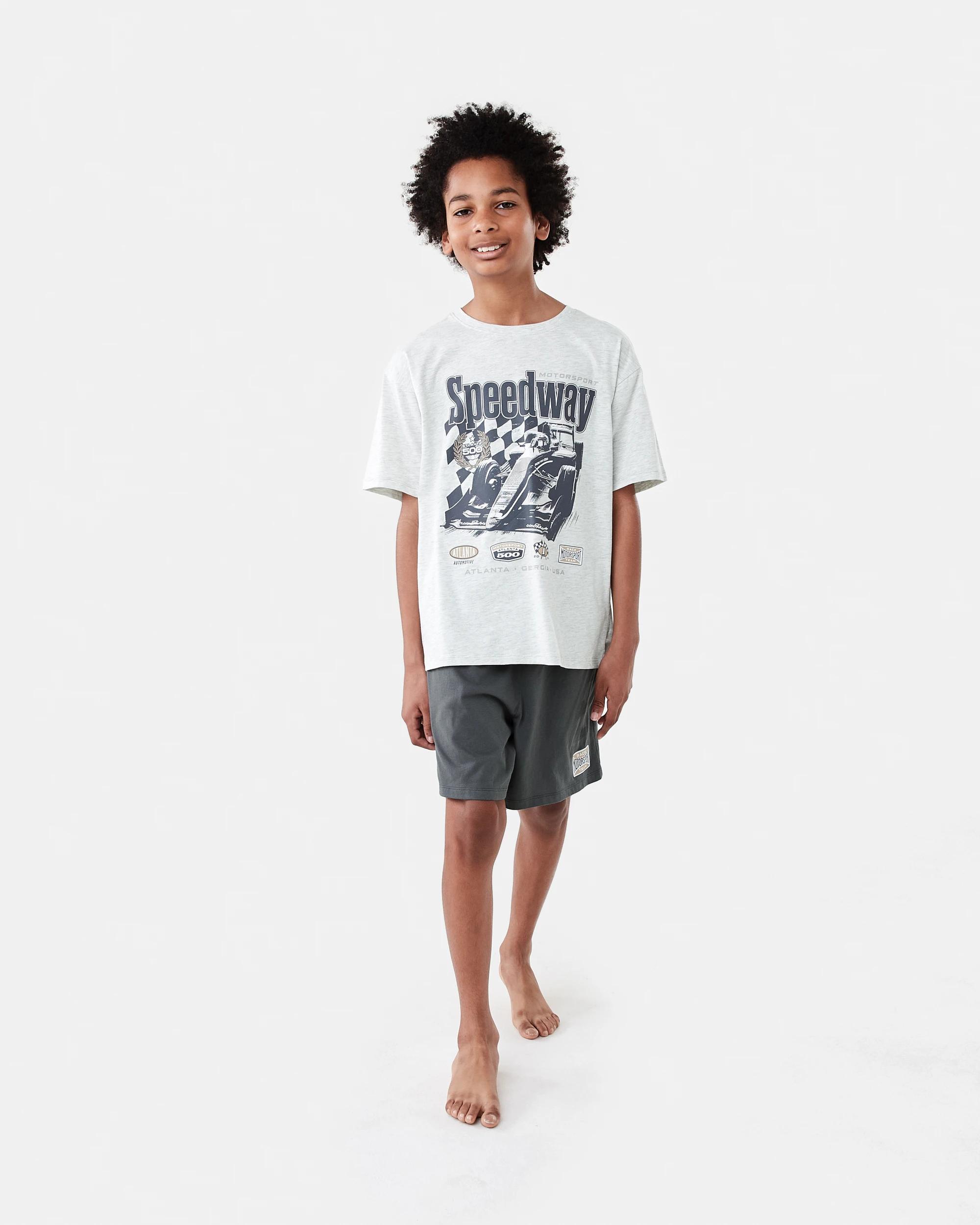 6 Short Sleeve Jersey Pyjama Set GREY SPEEDWAY MOTORSPORT, 6 of 8
