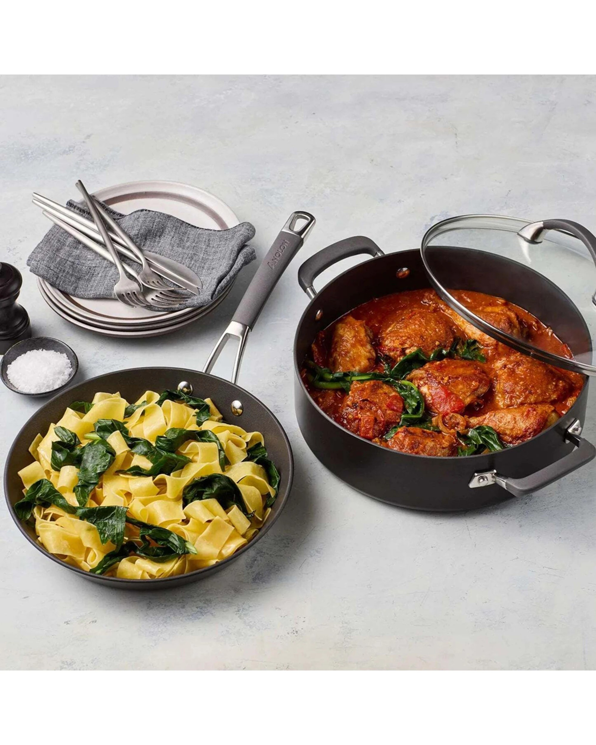 2 Anolon Endurance+ Non-Stick Induction 26cm French Skillet 26cm/5.2L Covered Casserole Set - Black, 2 of 4