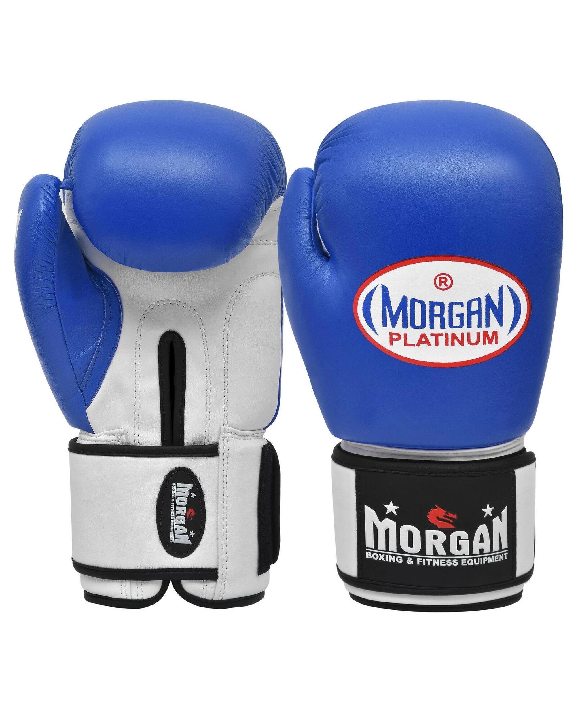 1 Morgan Sports V2 Platinum Leather Sparring Gloves 16oz - Blue, 1 of 5