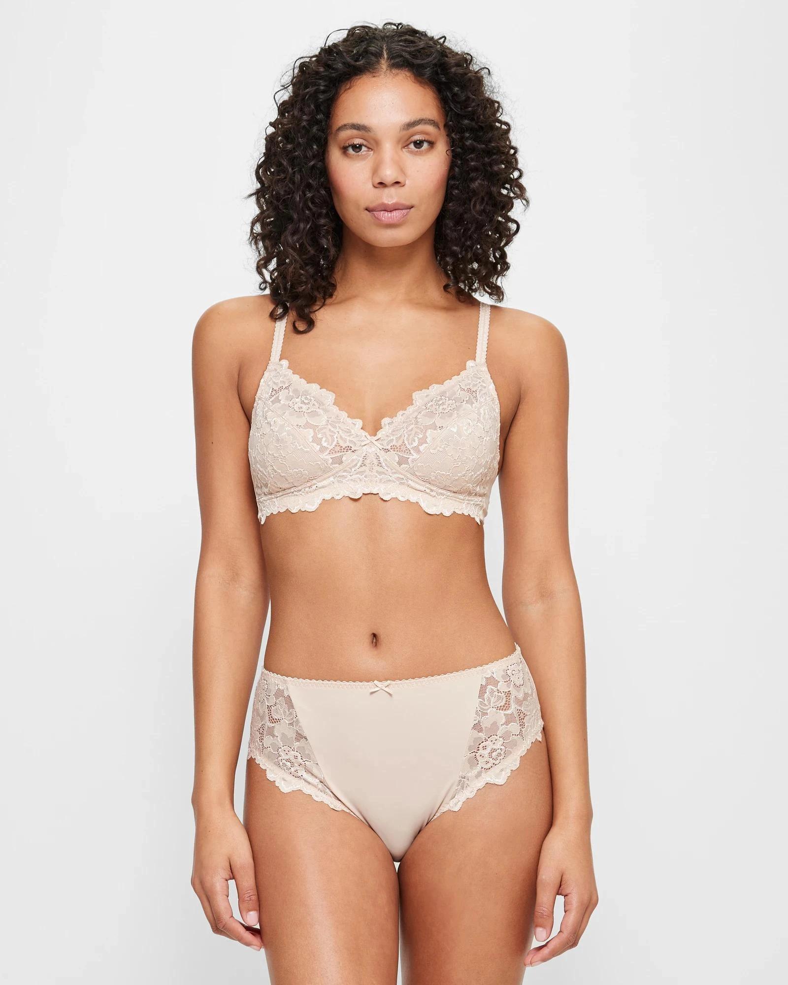 2 Target Woman High Cut Lace Briefs TAUPE, 2 of 6
