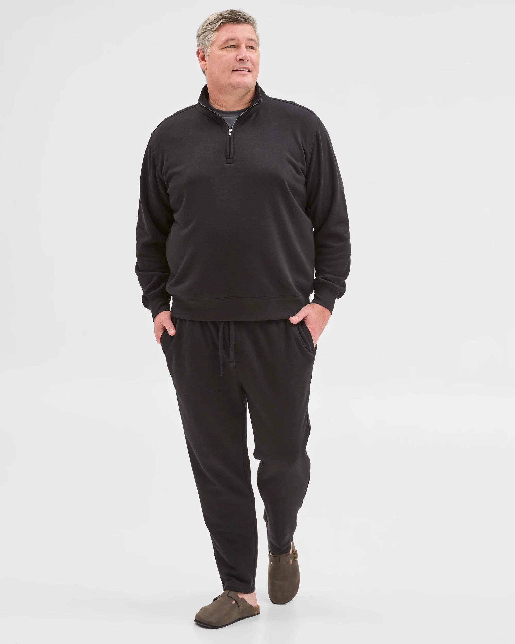 1 Target Man Plus Size Australian Cotton Blend Non Cuffed Trackpants BLACK, 1 of 5