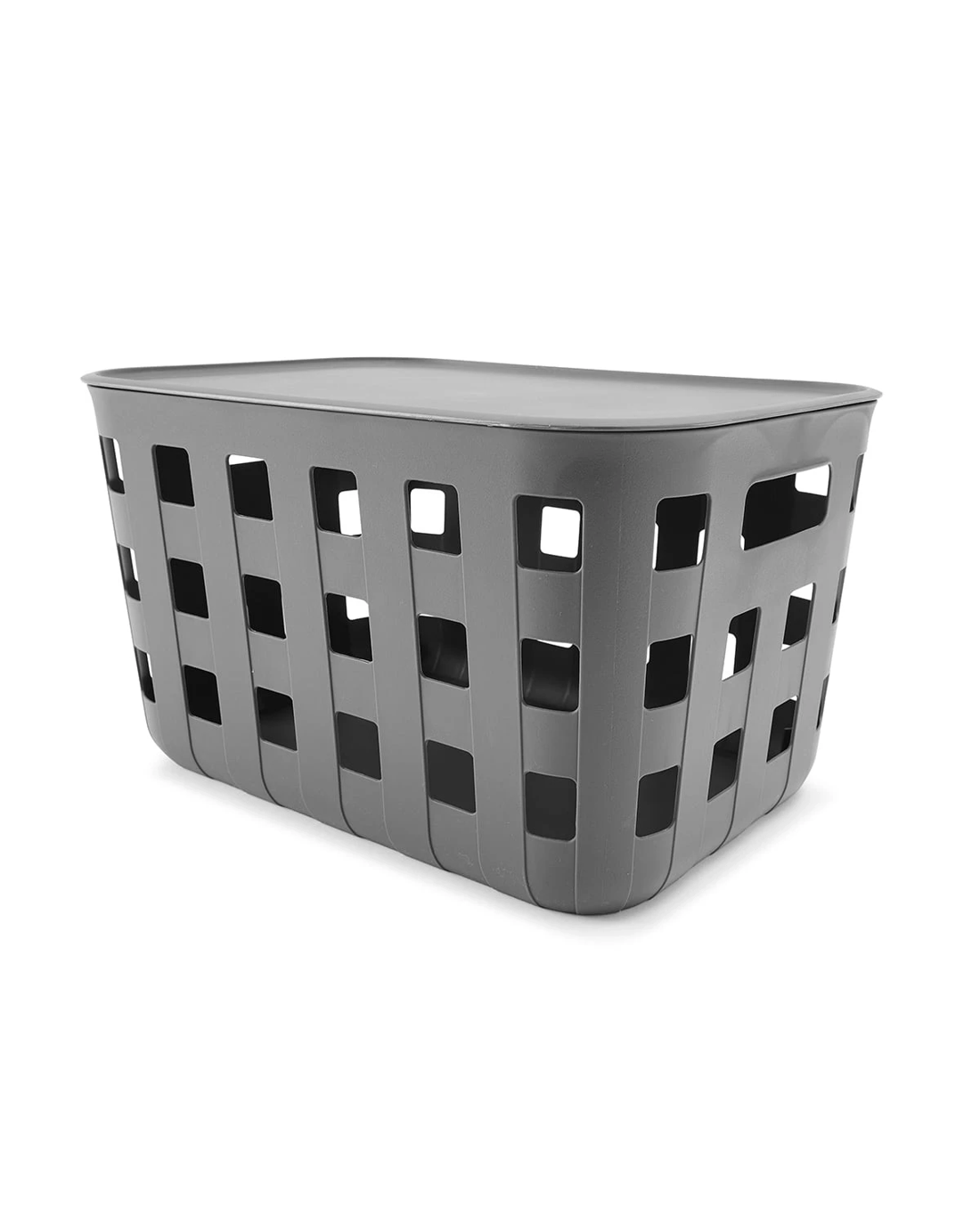 2 18L Rectangle Trellis Basket with Lid - Charcoal, 2 of 9
