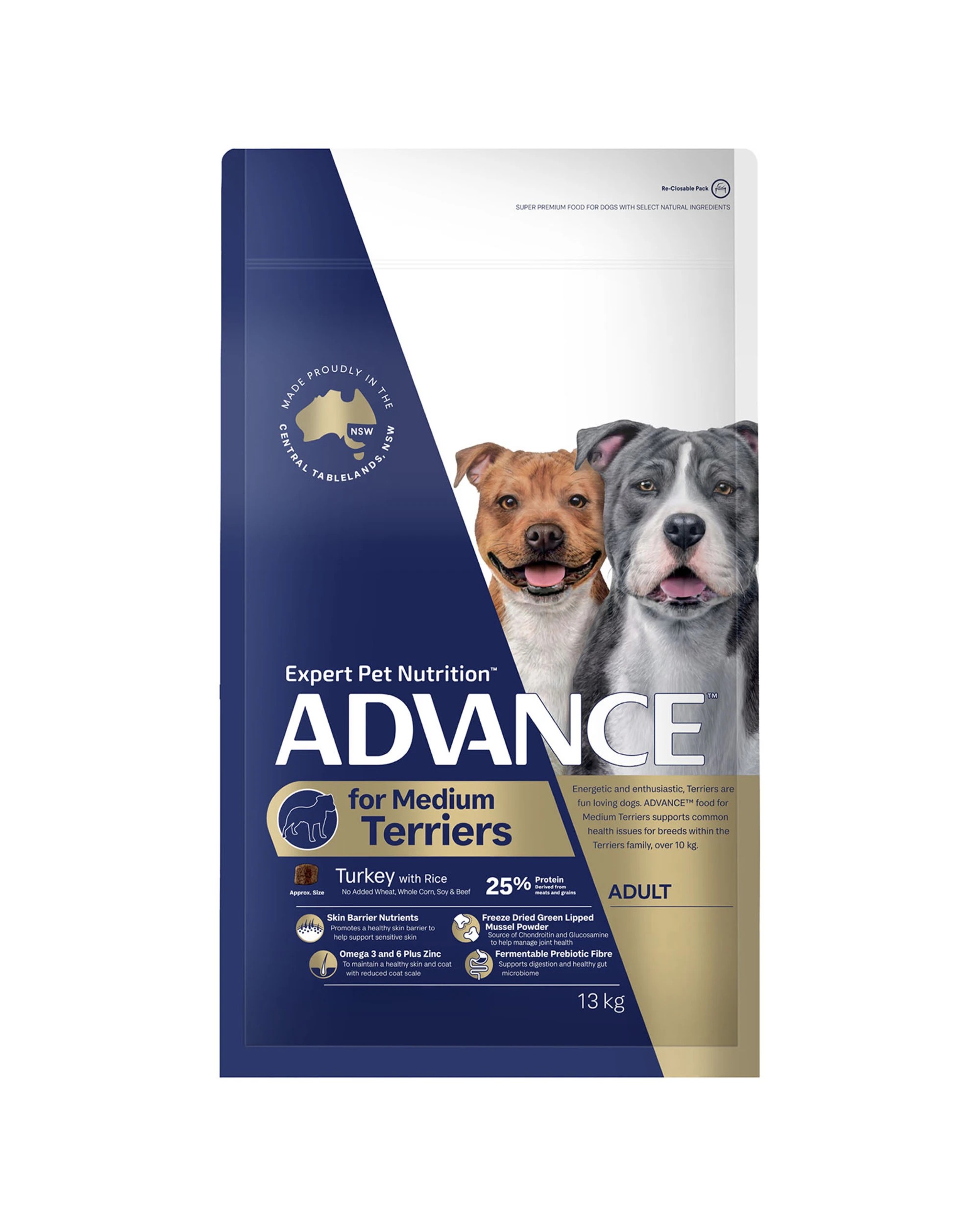 1 Advance Medium Terriers Adult Dry Dog Food Turkey With Rice 13kg, 1 of 1