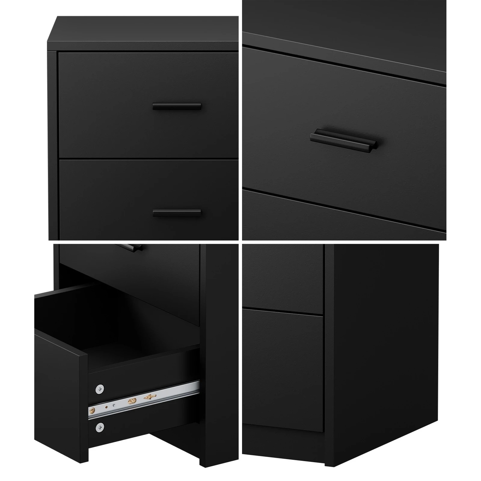 5 Oikiture Bedside Table 3 Drawers Nightstand Bedroom Storage Side End - Black, 5 of 9