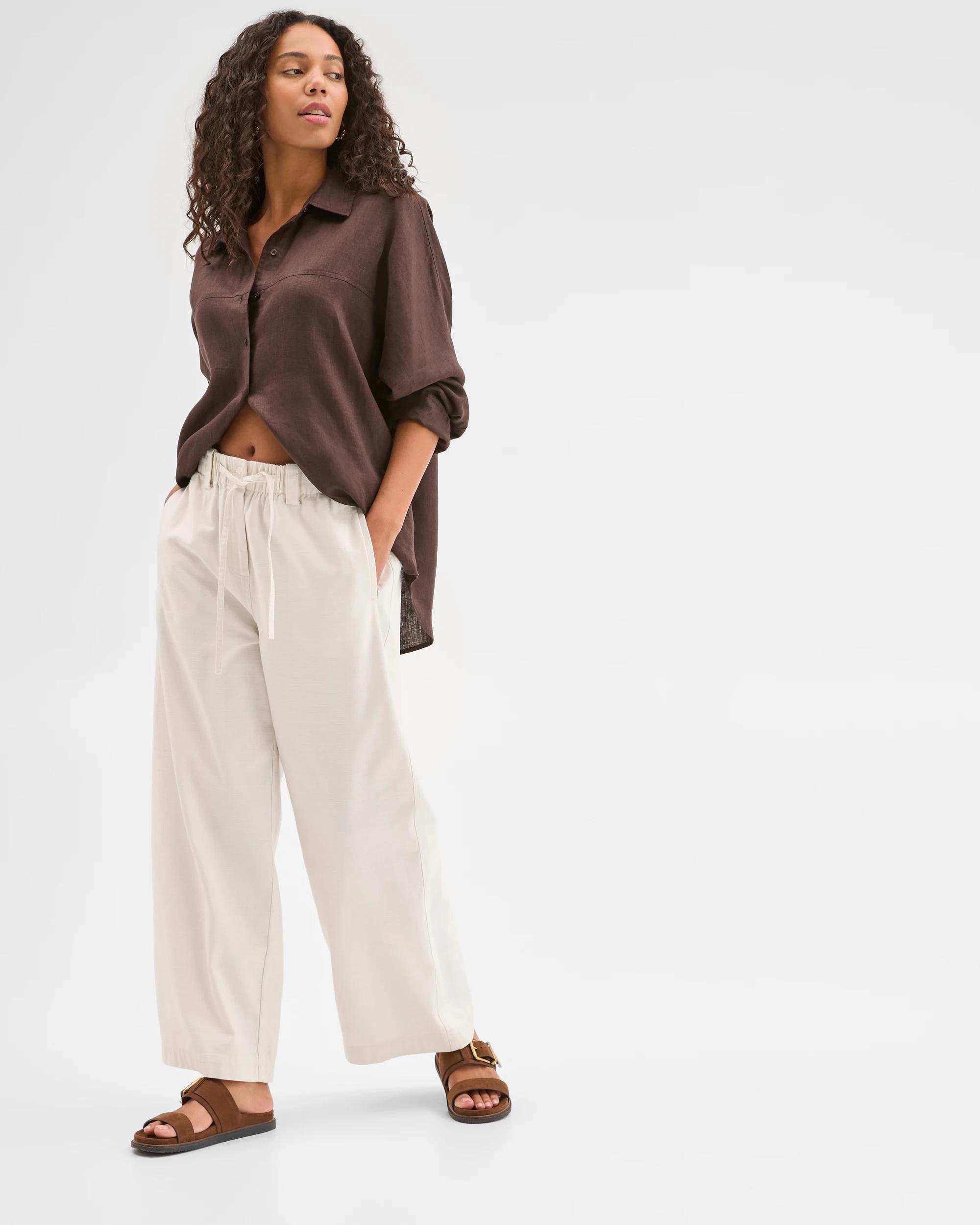 1 Target Woman Australian Cotton Textured Cotton Pant CLOUD DANCER, 1 of 7