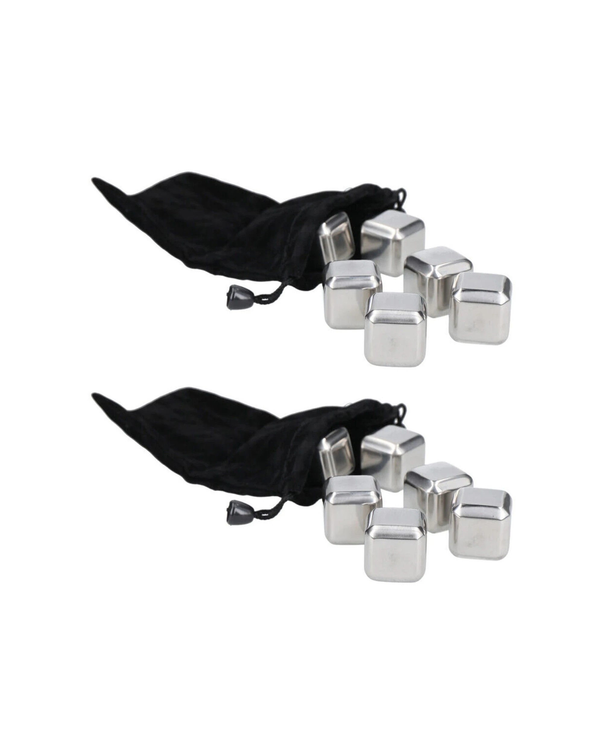 1 BarCraft 2x 6pc Stainless Steel Wine Cubes with Pouch Set - Silver, 1 of 1