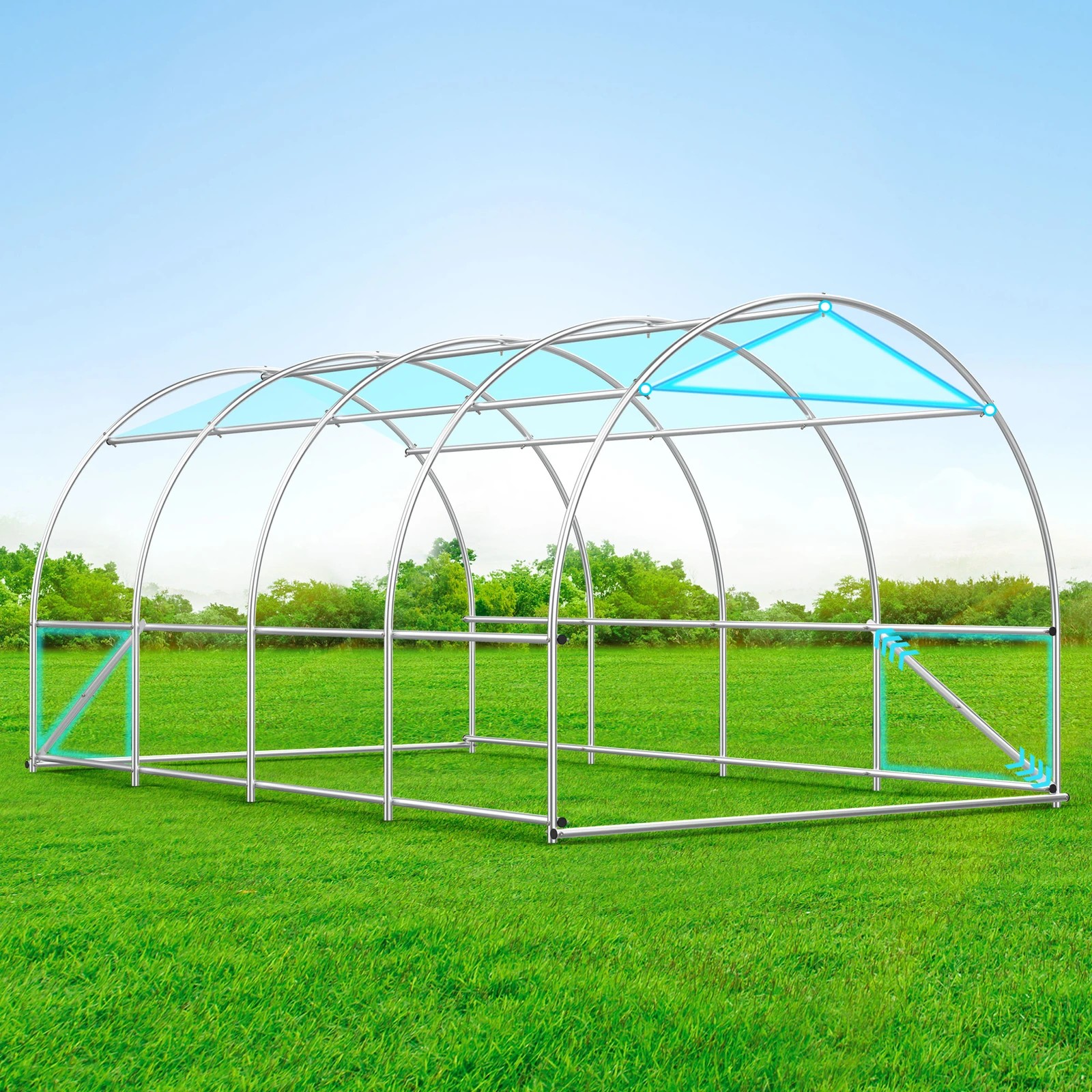 4 Alfordson Greenhouse Dome Shed Green House 4x3x2M - Green, 4 of 6