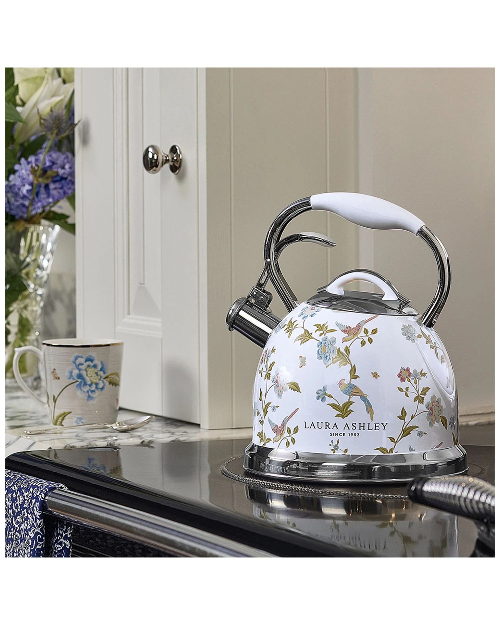 2 Laura Ashley Stove Top Kettle 2.5L 10 Cup Food Grade Stainless Steel Whistling - White, 2 of 7