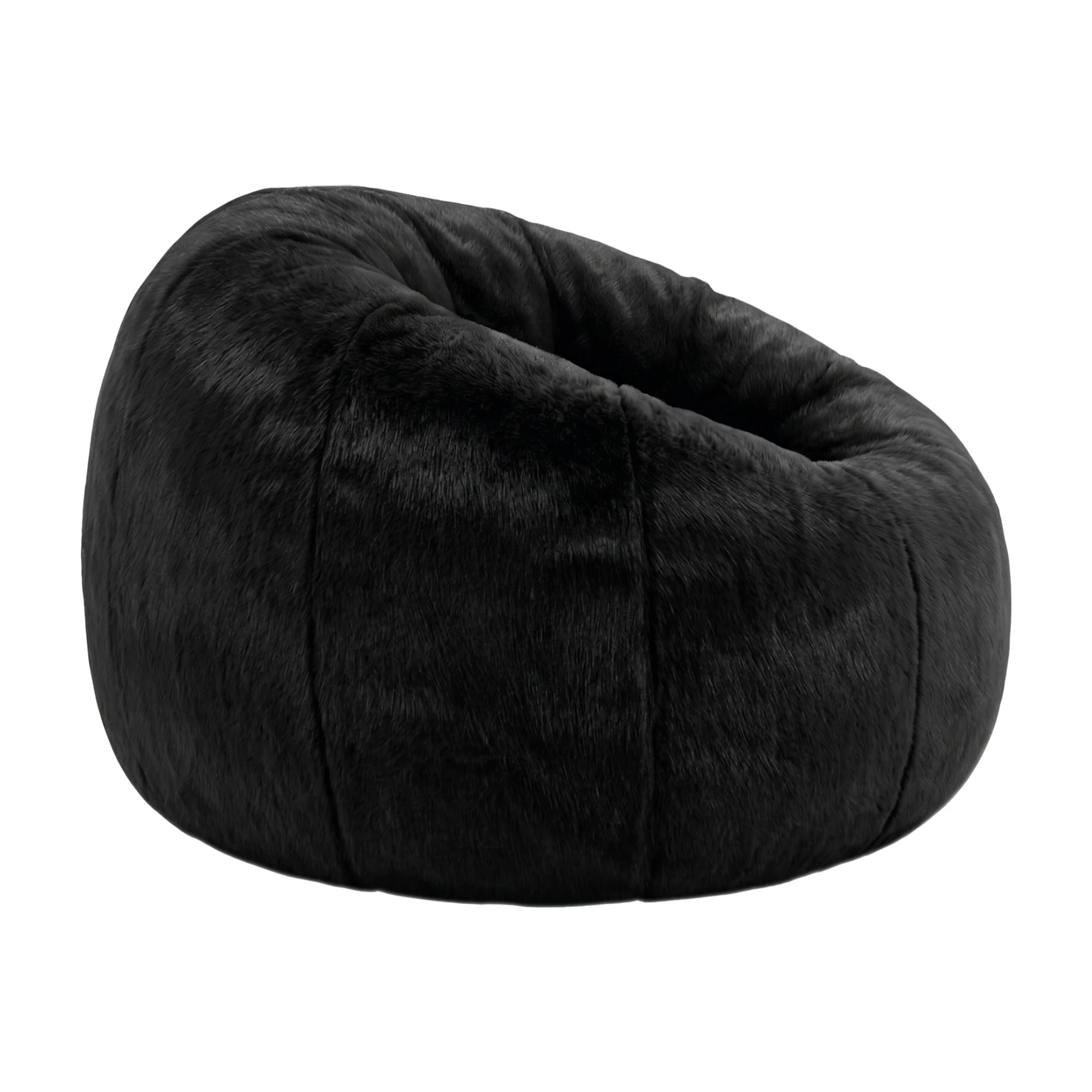 3 Artiss Bean Bag Chair Cover Faux Fur No Filler Washable Lazy Sofa Cover - Black, 3 of 9