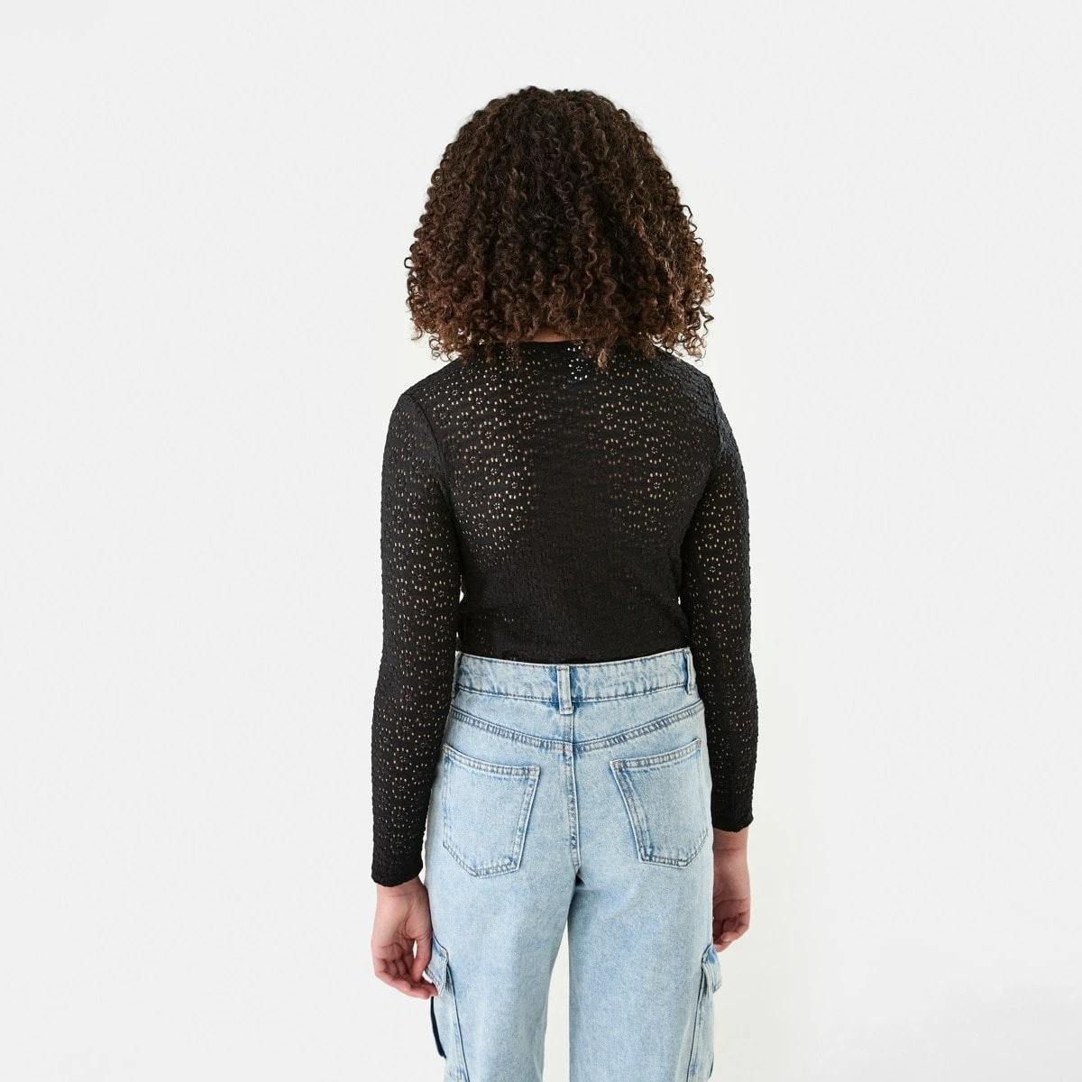 2 Long Sleeve Lace Top Black, 2 of 9
