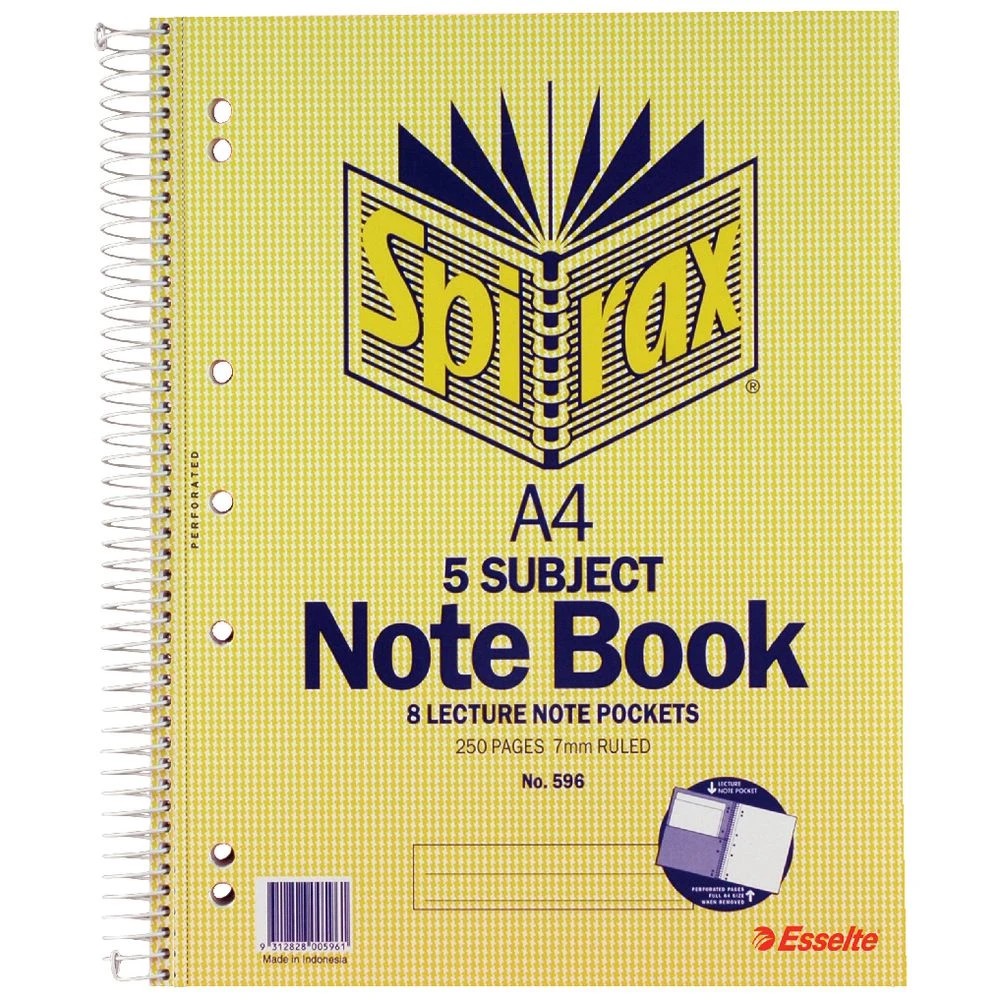 3 Spirax P596 A4 Polypropylene 5 Subject Notebook 250 Page, 3 of 3
