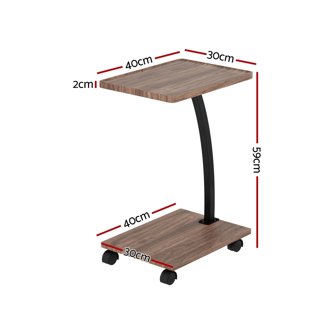 2 Artiss Coffee Table C Shaped - Brown, 2 of 6