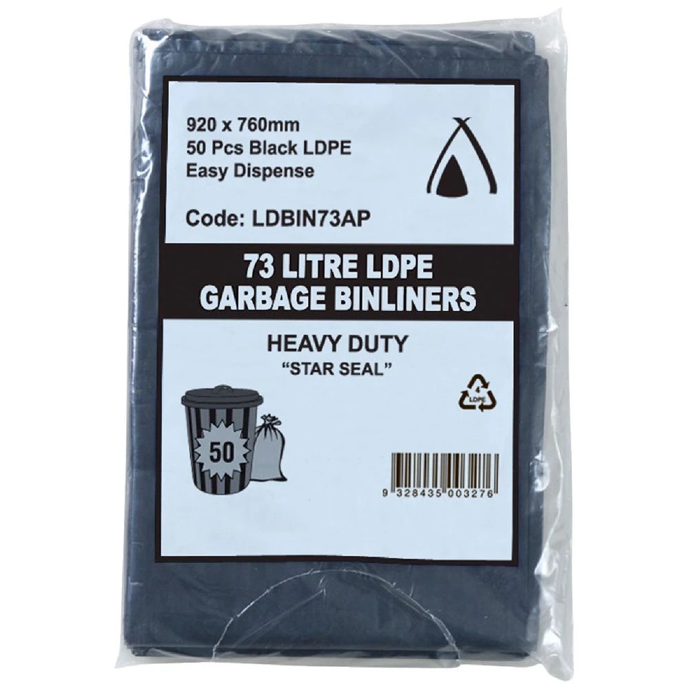 1 Tailored Packaging All Purpose Bin Liners 73L 50 Pack Black, 1 of 1