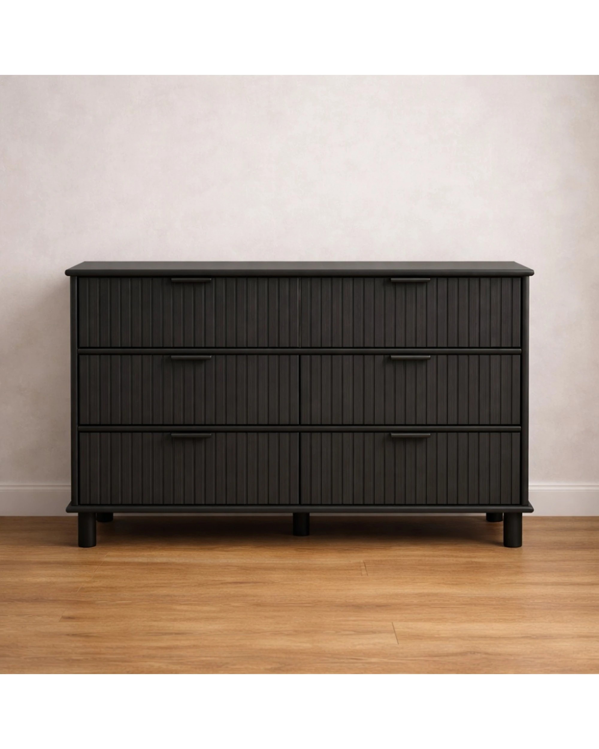 6 Alpine Bay Sorrento 6 Drawer Chest Vertical Groove Detail Storage Unit Woodgrain - Black, 6 of 8