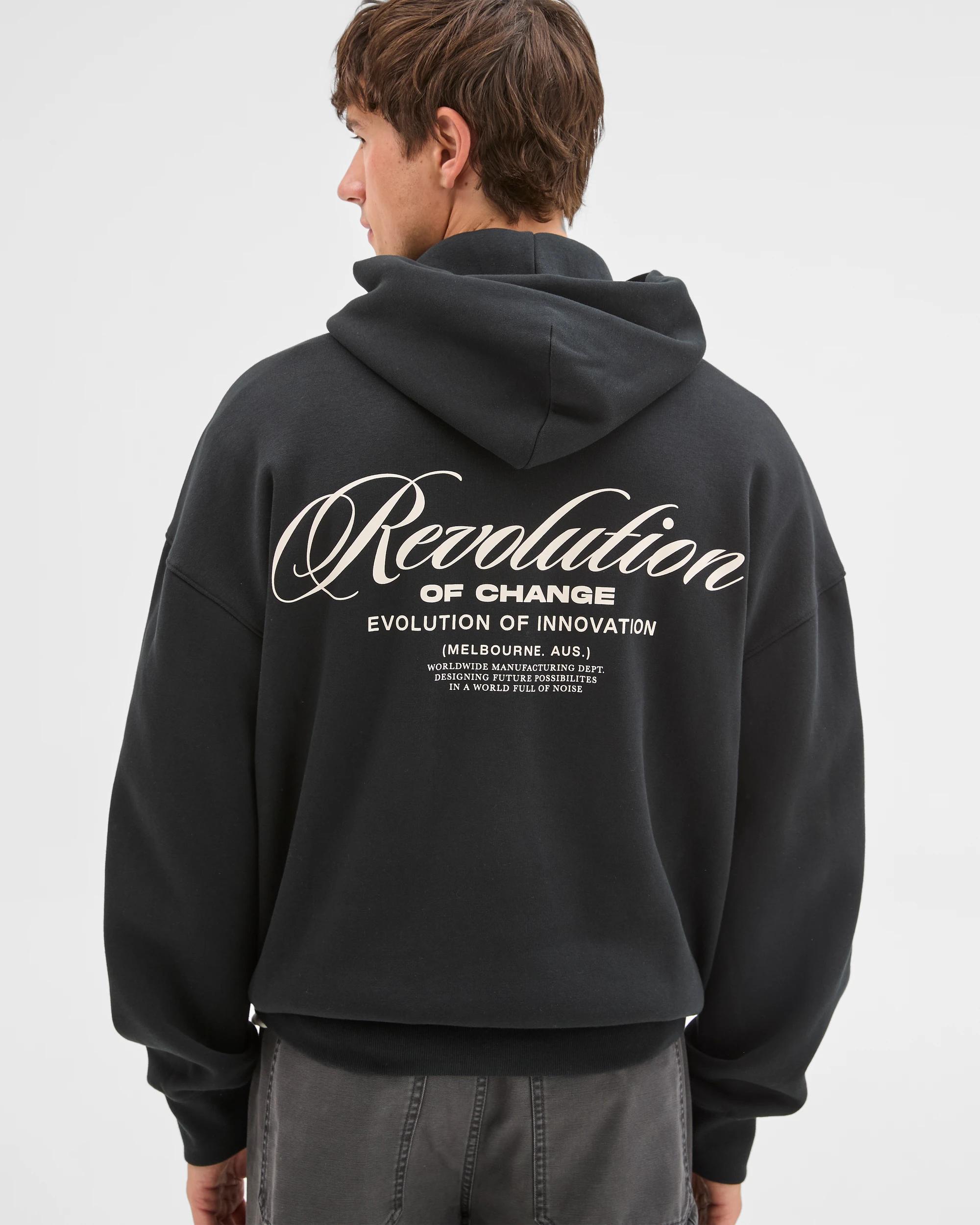 6 Commons Australian Cotton Blend Heavyweight Graphic Hoodie BLACK REVOLUTION, 6 of 6