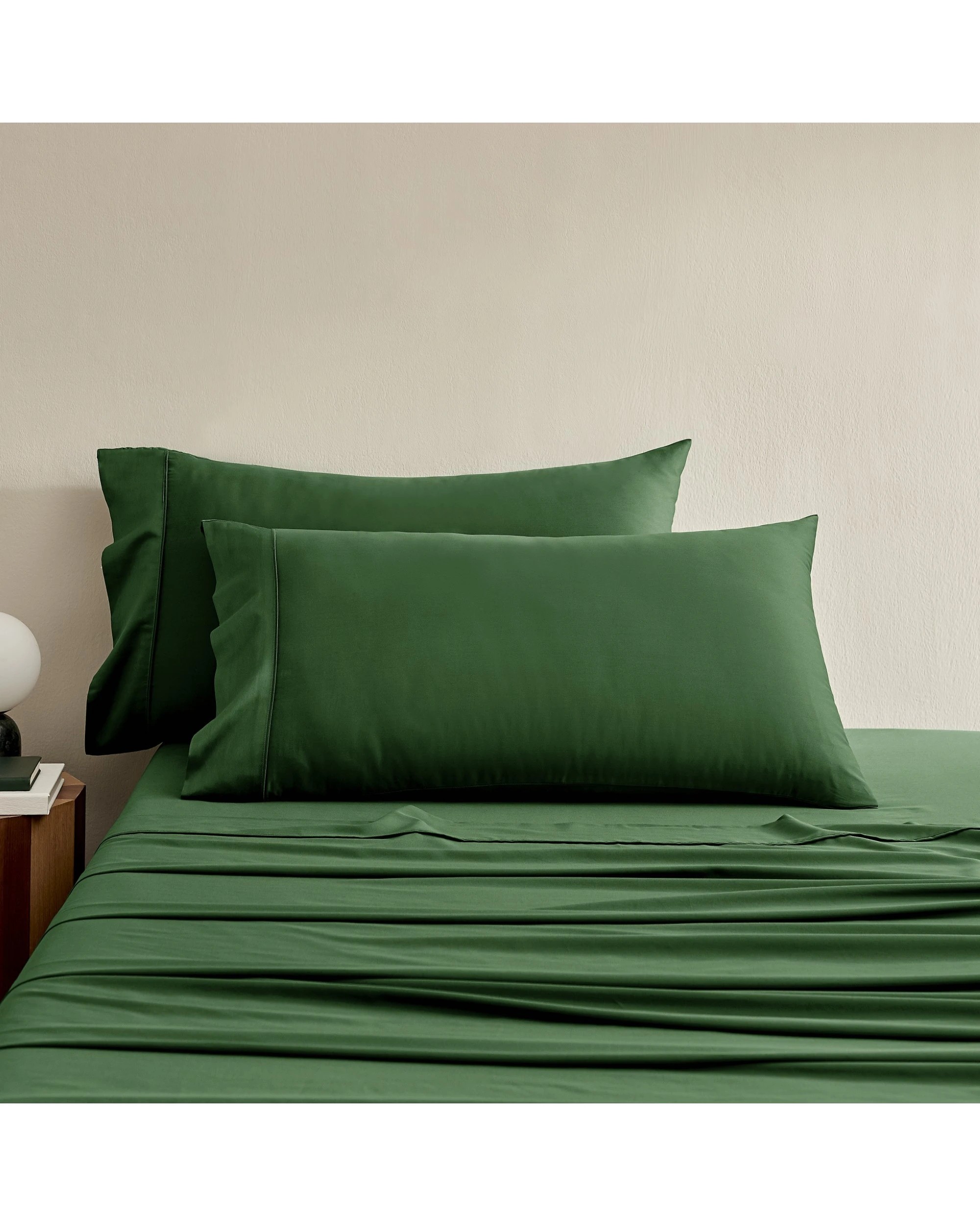 1 Serene 400TC Bamboo Cotton Sateen King Pillowcase Twin Pack - Eden Green, 1 of 3