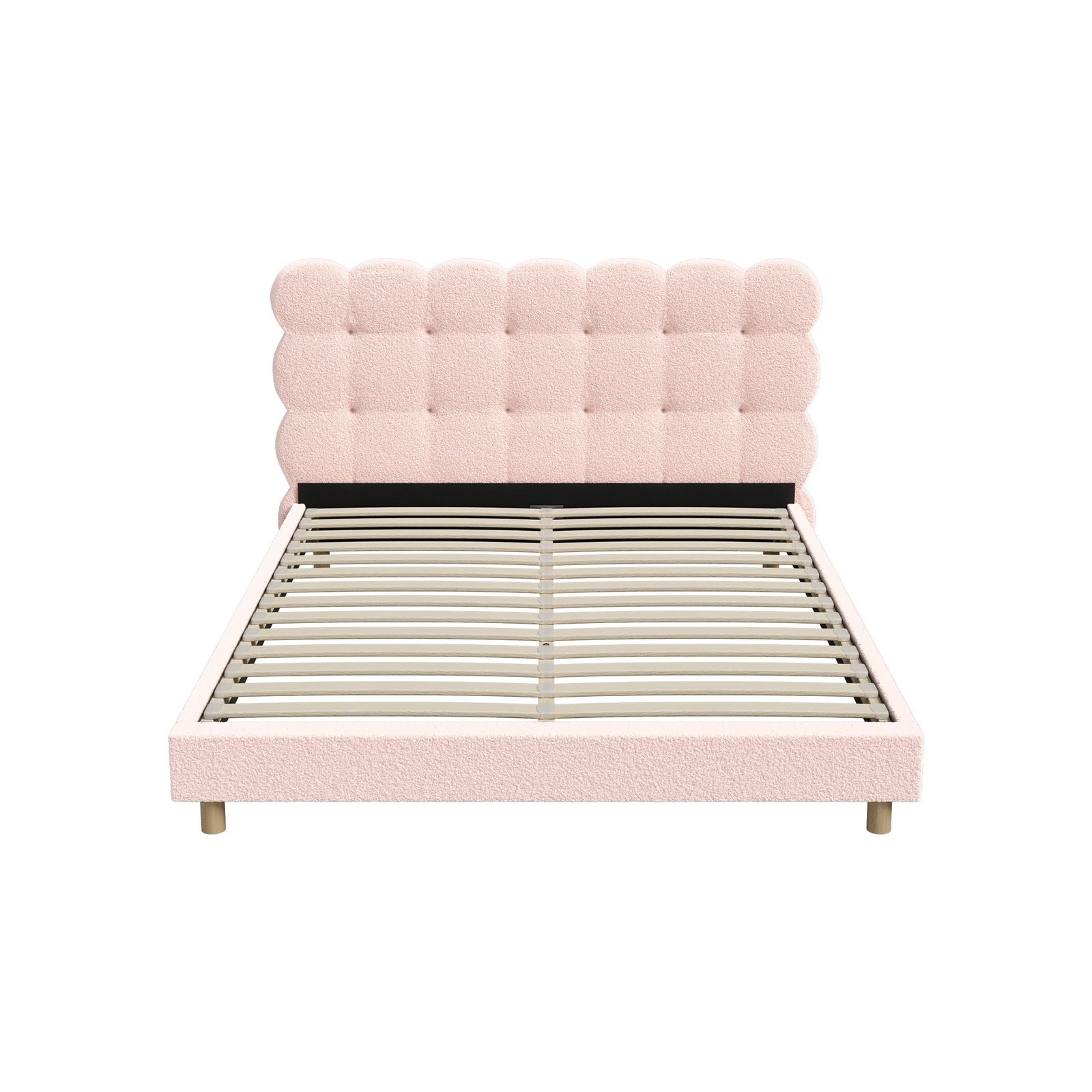 7 Oikiture Queen Bed Tufted Bedhead Boucle Bed Frame
 - Pink, 7 of 10